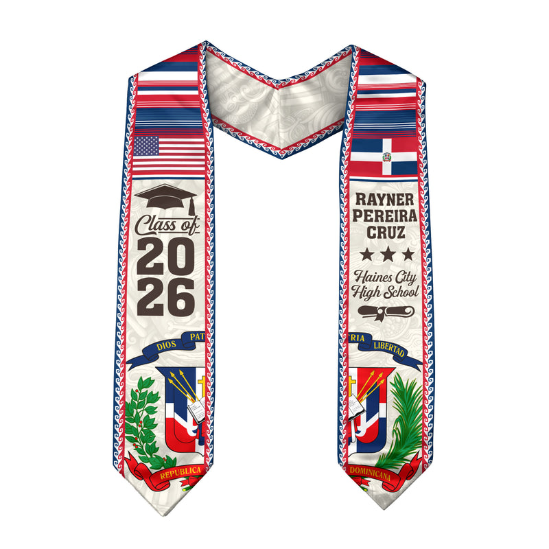 2026 Dominican Republic Graduation Stole, Dominican Flag Sash, Personal Detail