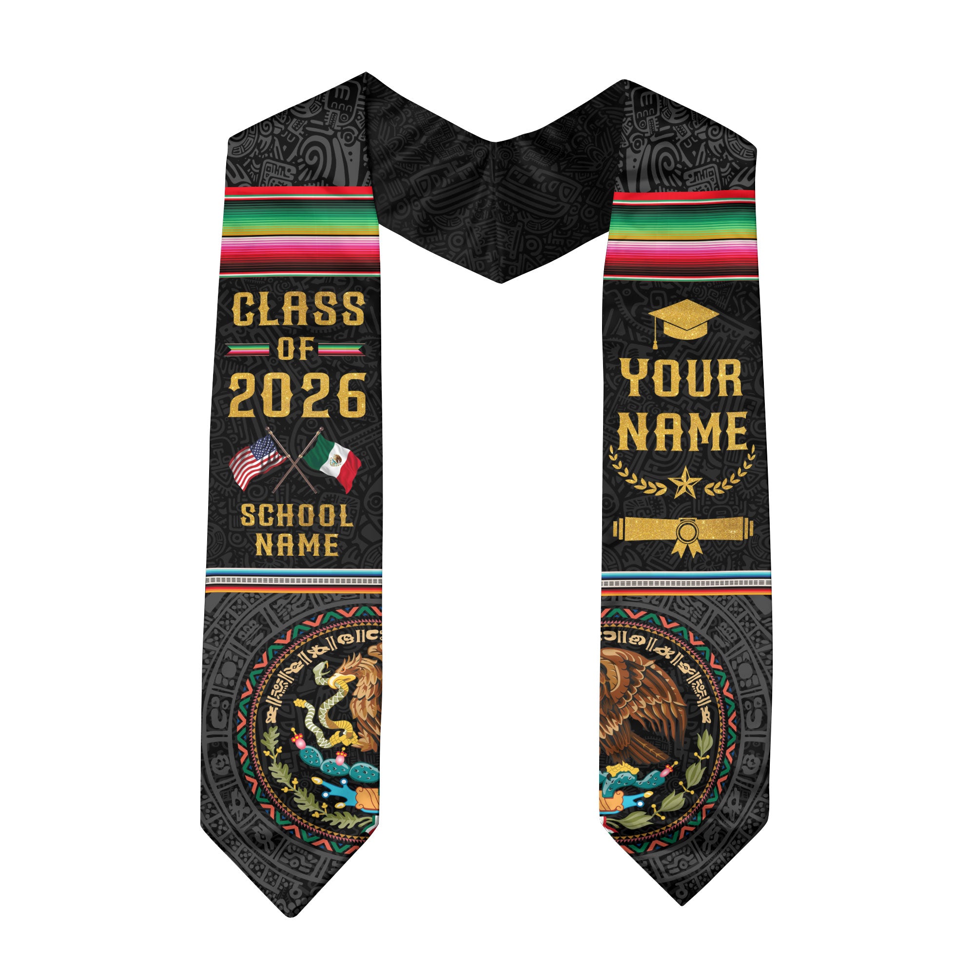 Mexico Graduation Sash 2026, Mexican American Flag Stole, Mexican Stole Customized