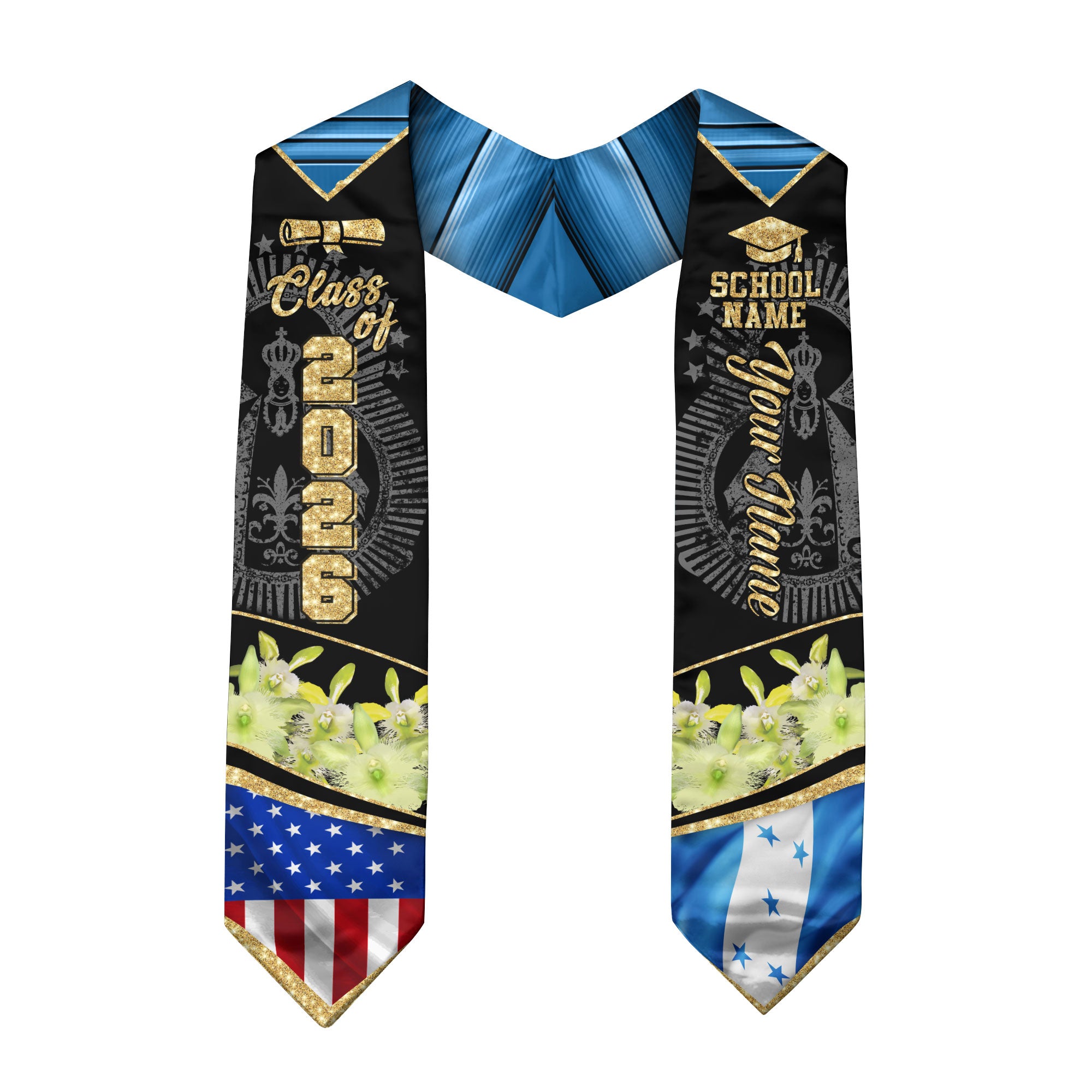 Honduras Graduation Sash 2026, Honduran Graduation Stole, Stole with Personalized Finish