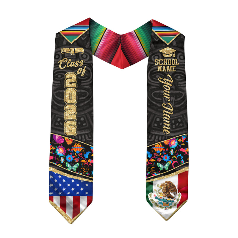 Mexican Graduation Sash 2026, Mexico Graduation Stole, Stole with Personalized Finish