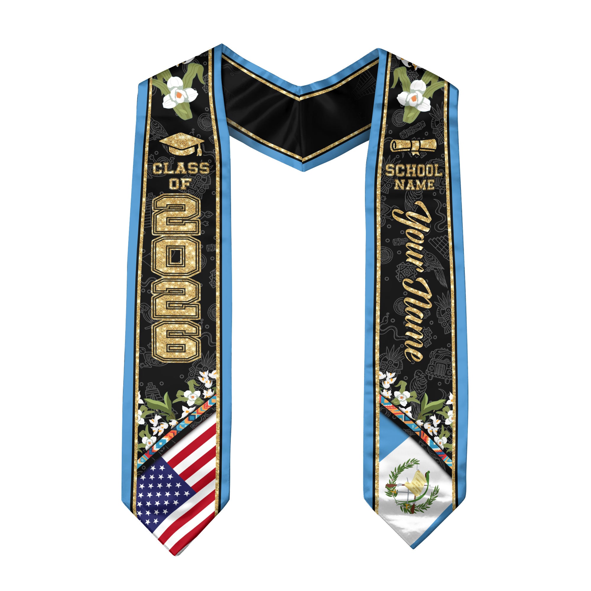 Guatemala Stole, 2026 Guatemala Flag Sash, Guatemala Graduation Stole