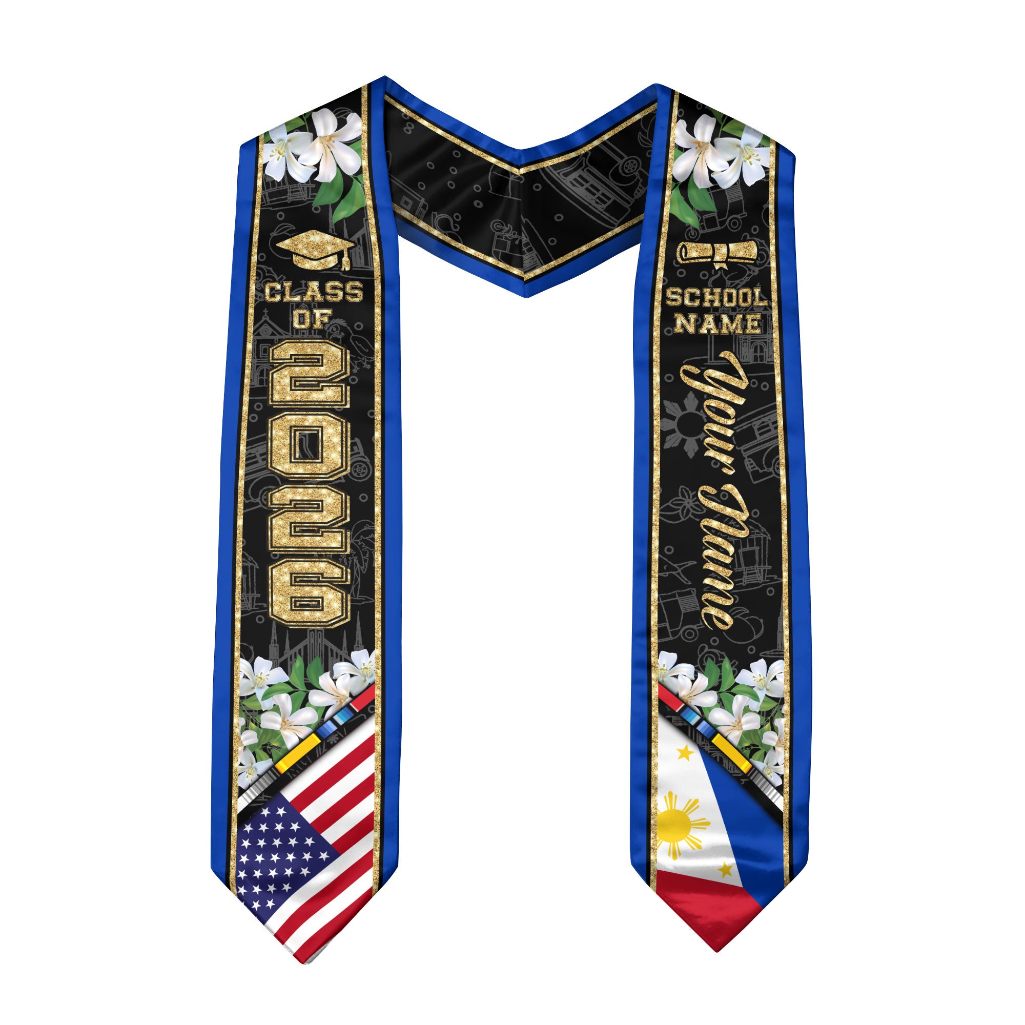 Philippines Graduation Stole 2026, Philippines Flag Sash, Custom Accent for Class of 2026