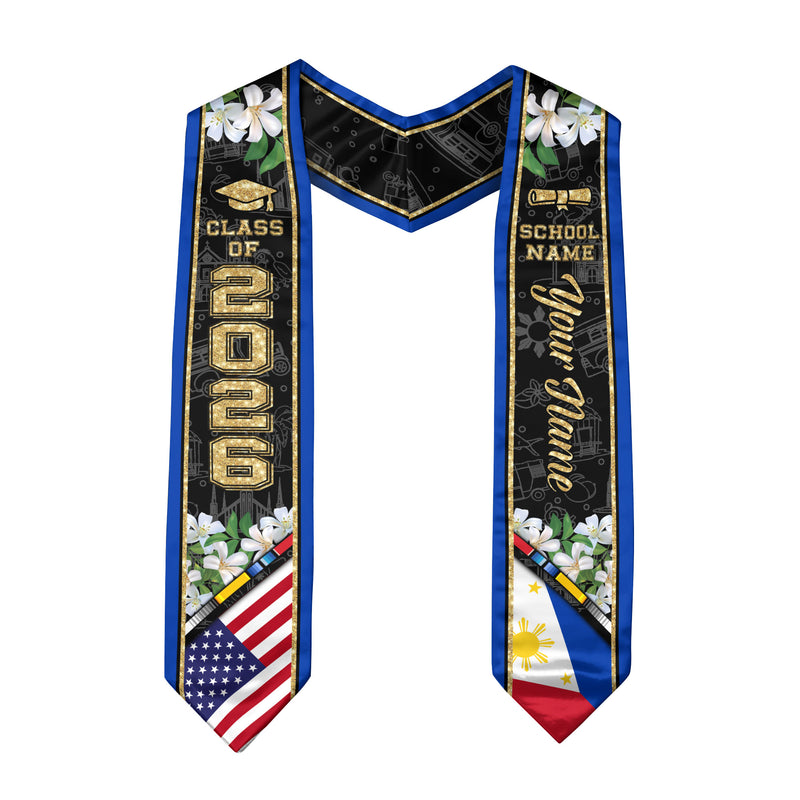 Philippines Graduation Stole 2026, Philippines Flag Sash, Custom Accent for Class of 2026