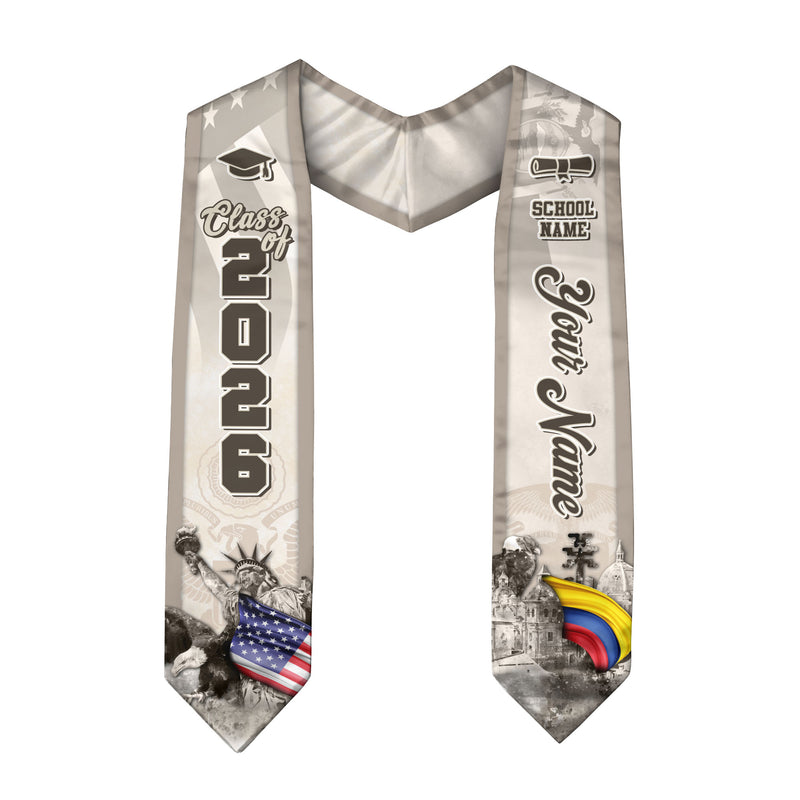Colombian Flag Graduation Stole 2026, Colombia Stole Sash, Custom Touch for Class of 2026