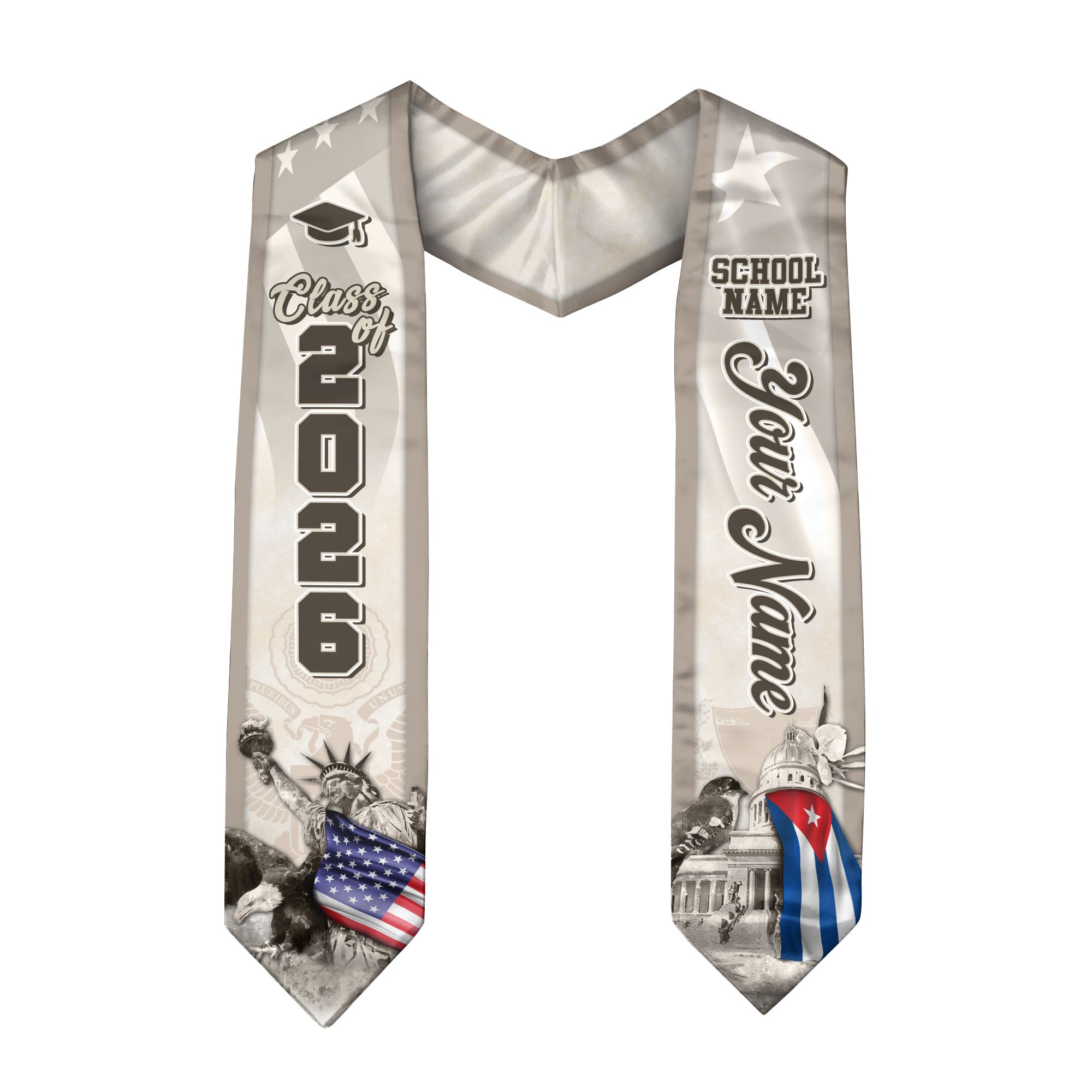 Cuban Flag Graduation Stole 2026, Cuba Stole Sash, Custom Touch for Class of 2026