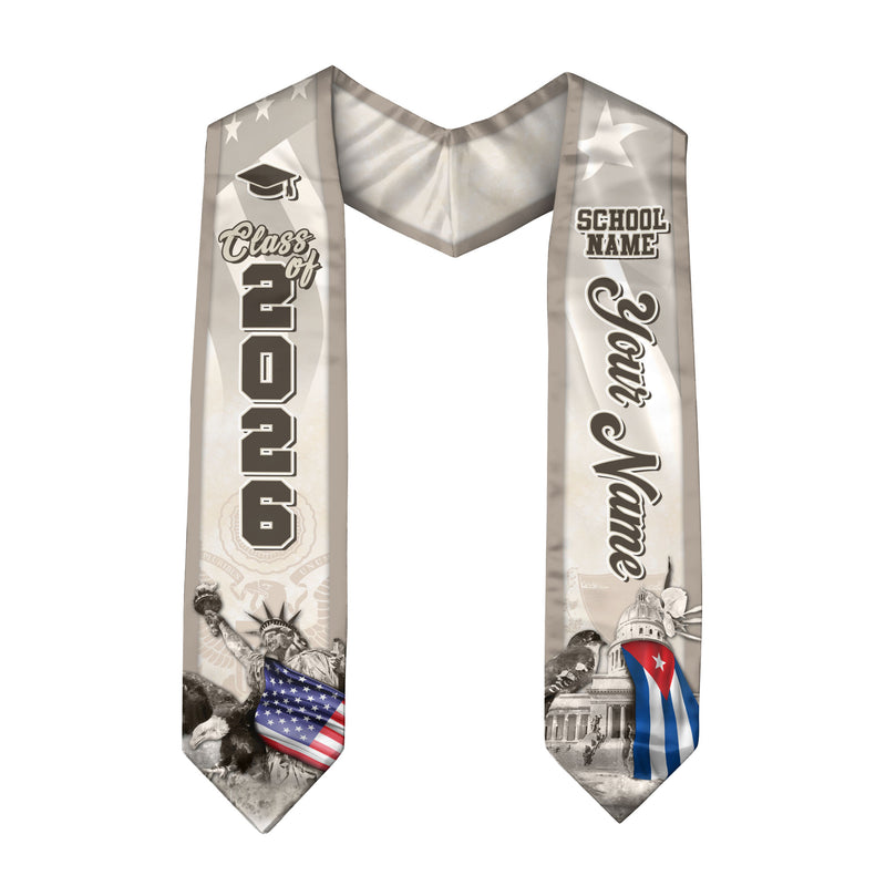 Cuban Flag Graduation Stole 2026, Cuba Stole Sash, Custom Touch for Class of 2026