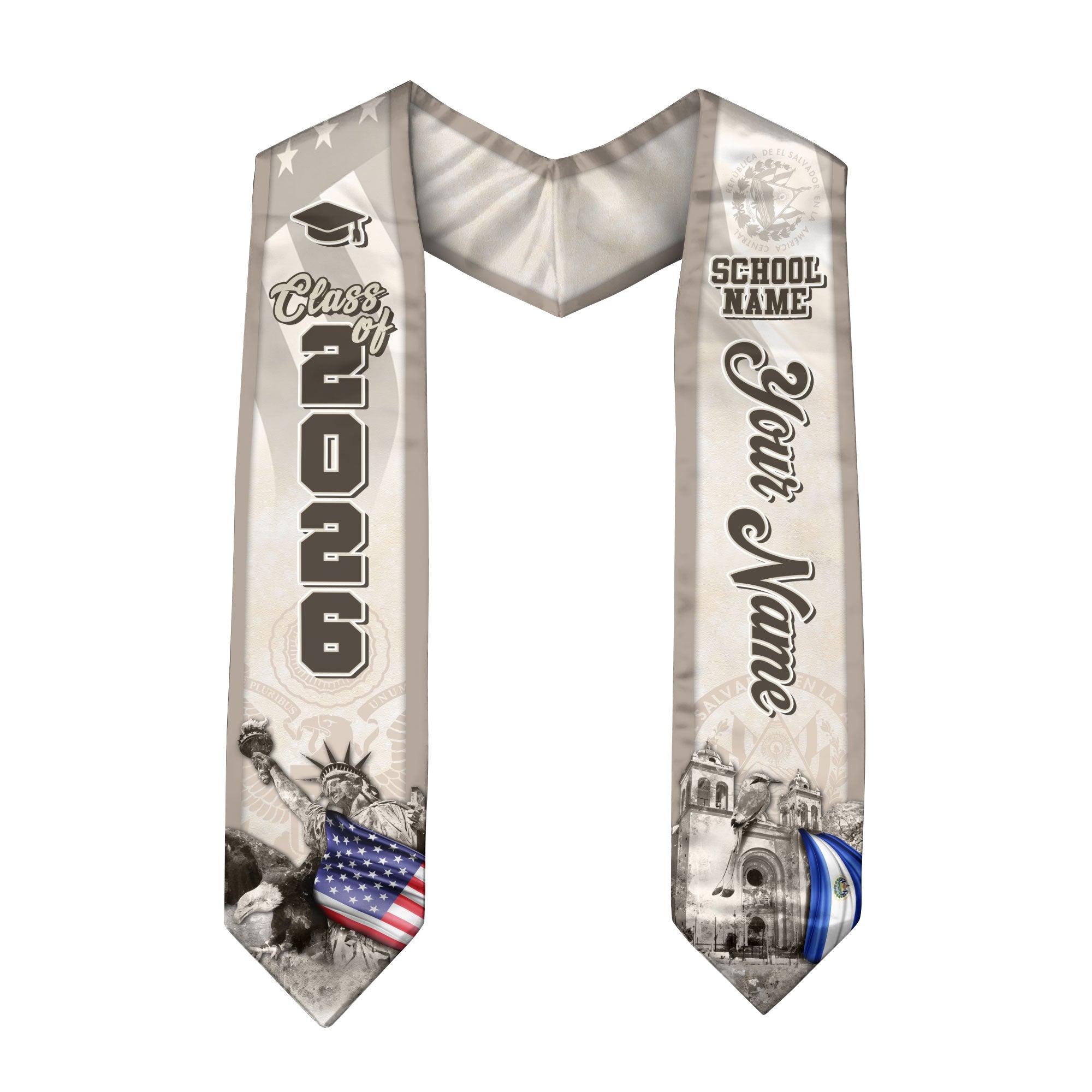 Salvadoran Flag Graduation Stole 2026, El Salvador Stole Sash, Custom Touch for 2026