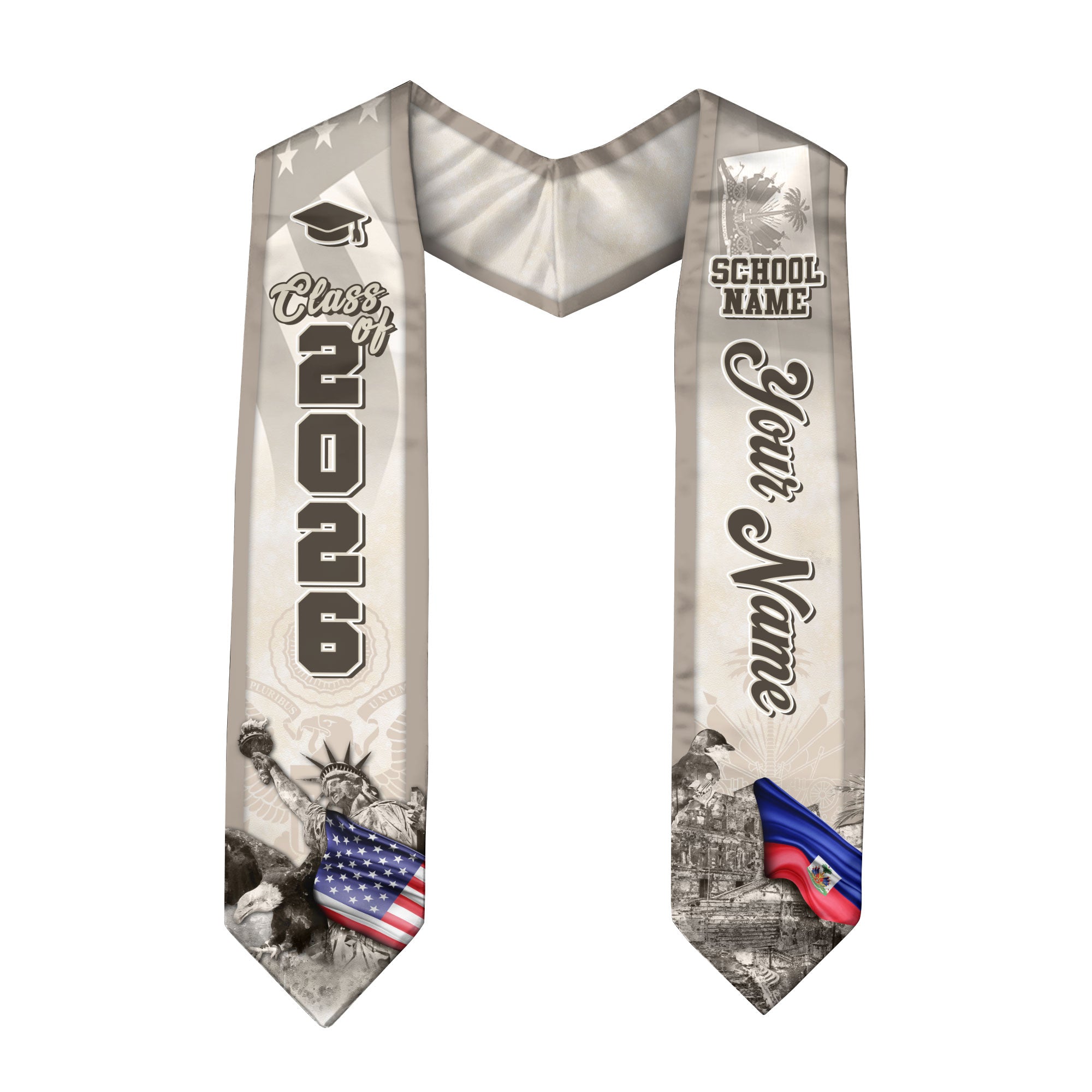 Haitian Flag Graduation Stole 2026, Haiti Stole Sash, Custom Touch for Class of 2026