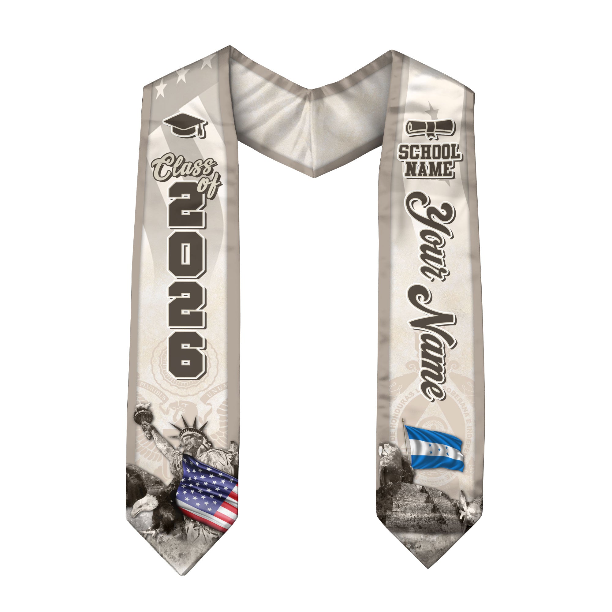 Honduran Flag Graduation Stole 2026, Honduras Stole Sash, Custom Touch for Class of 2026