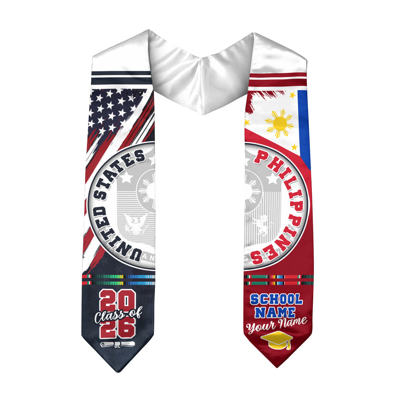 Philippines Flag Graduation Stole 2026, Filipino Grad Sash, Graduation Stole Custom Details