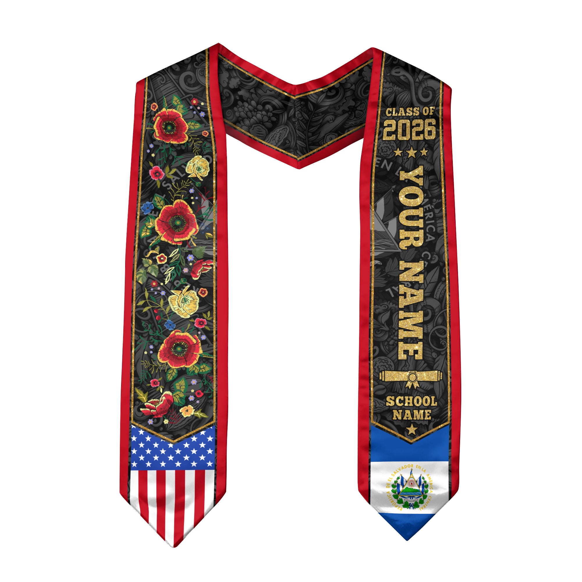 El Salvador Graduation Stole 2026, Salvadoran Flag Graduation Sash, Class of 2026