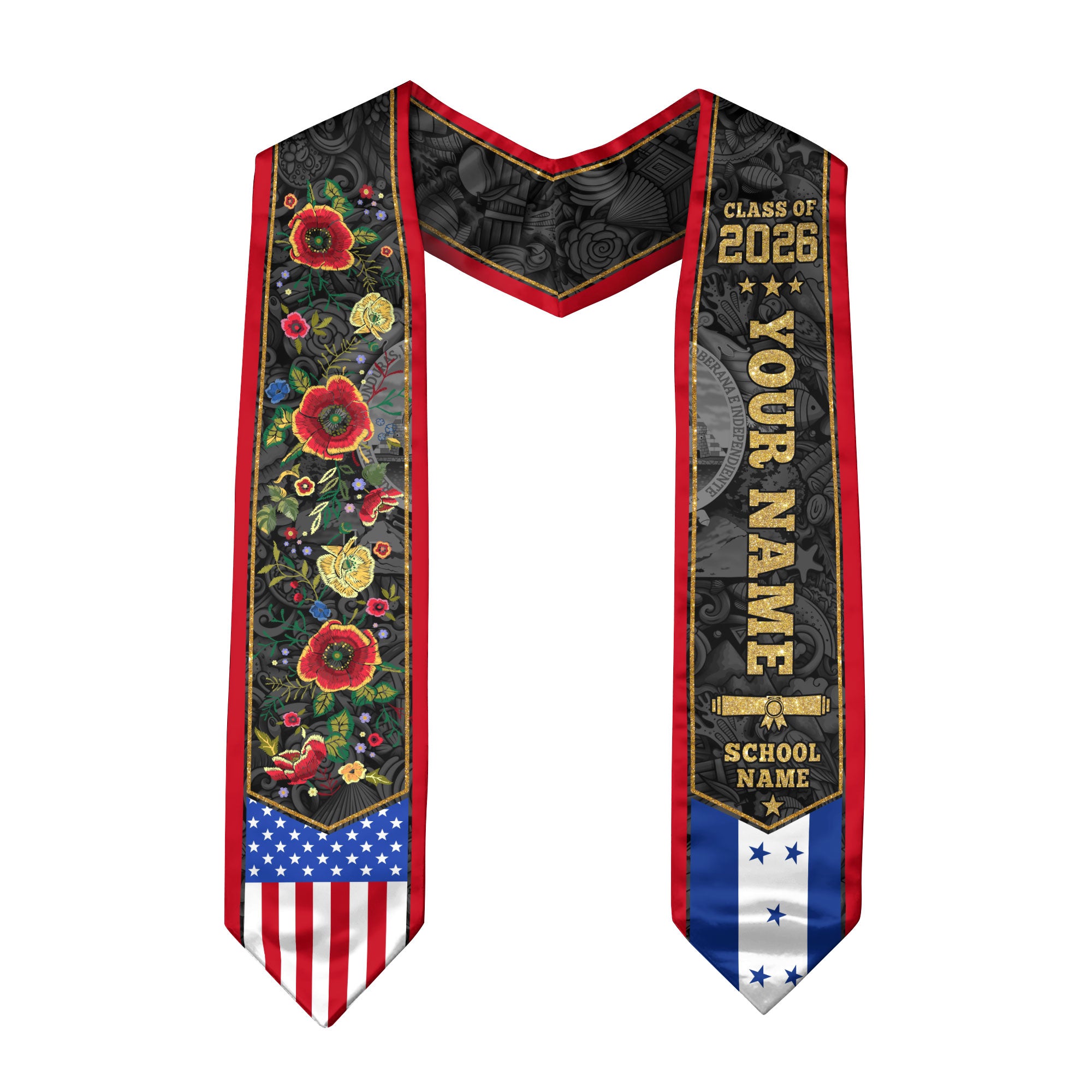 Honduran Graduation Sash, Honduras Flag Graduation Sash 2026, Honduras Stole