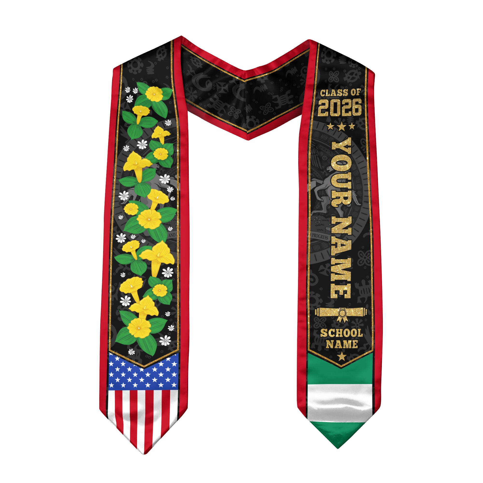 Nigeria Graduation Stole 2026, Nigerian Flag Sash, Graduation Stole with Custom Accent