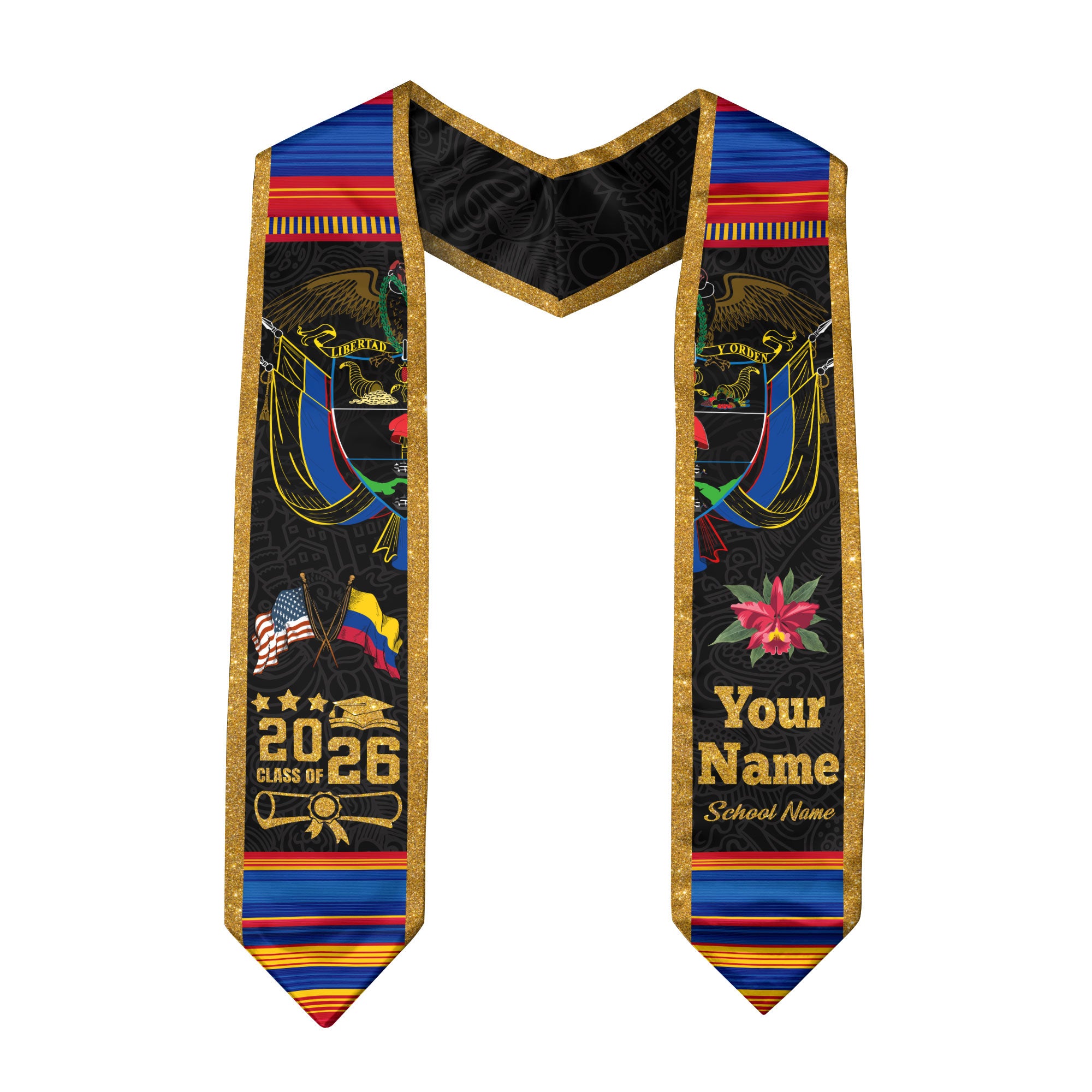Colombia Graduation Stole 2026, Colombian Flag Academic Sash for Graduation Ceremony Class of 2026