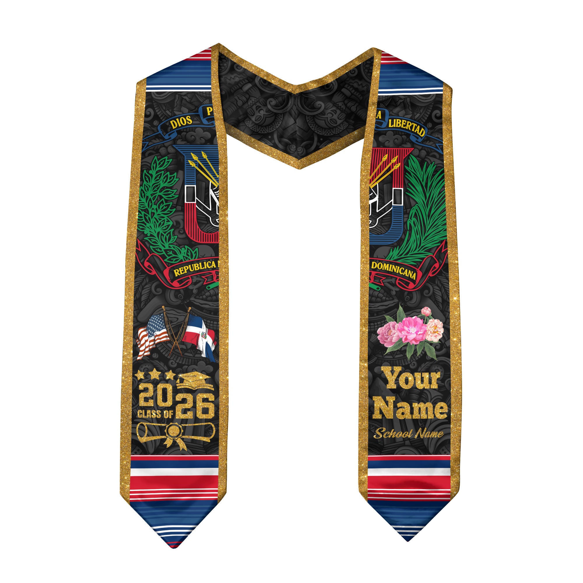 Dominican Stole for Graduation 2026, Dominican Flag Stole, Dominican Sash for Graduates