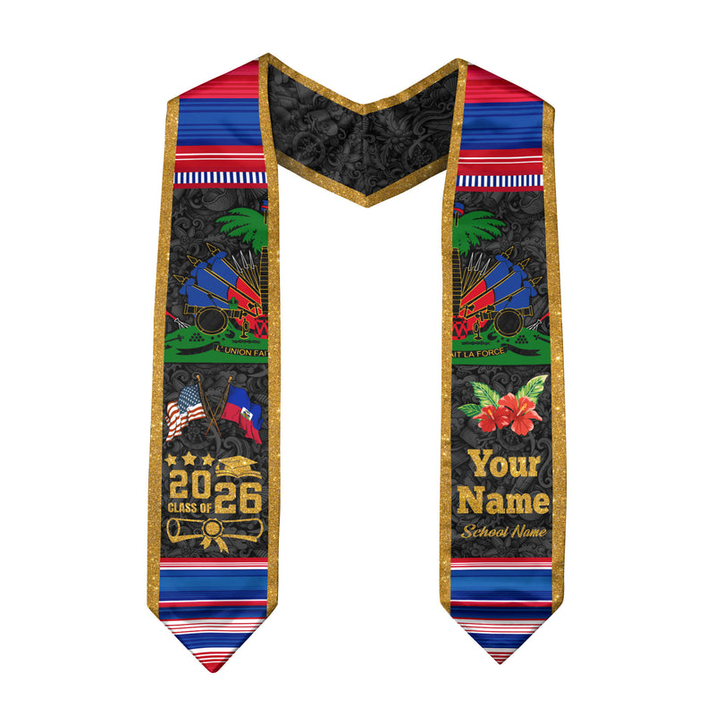 Haitian Graduation Sash 2026, Haitian Flag Graduation Sash, Stole for Graduates