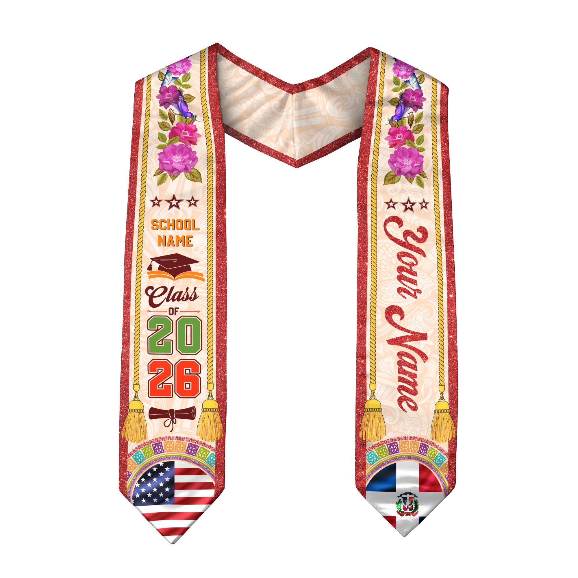 Graduation Stole Dominican Flag 2026, Dominican Sash for Graduation, Stole for Dominican Pride