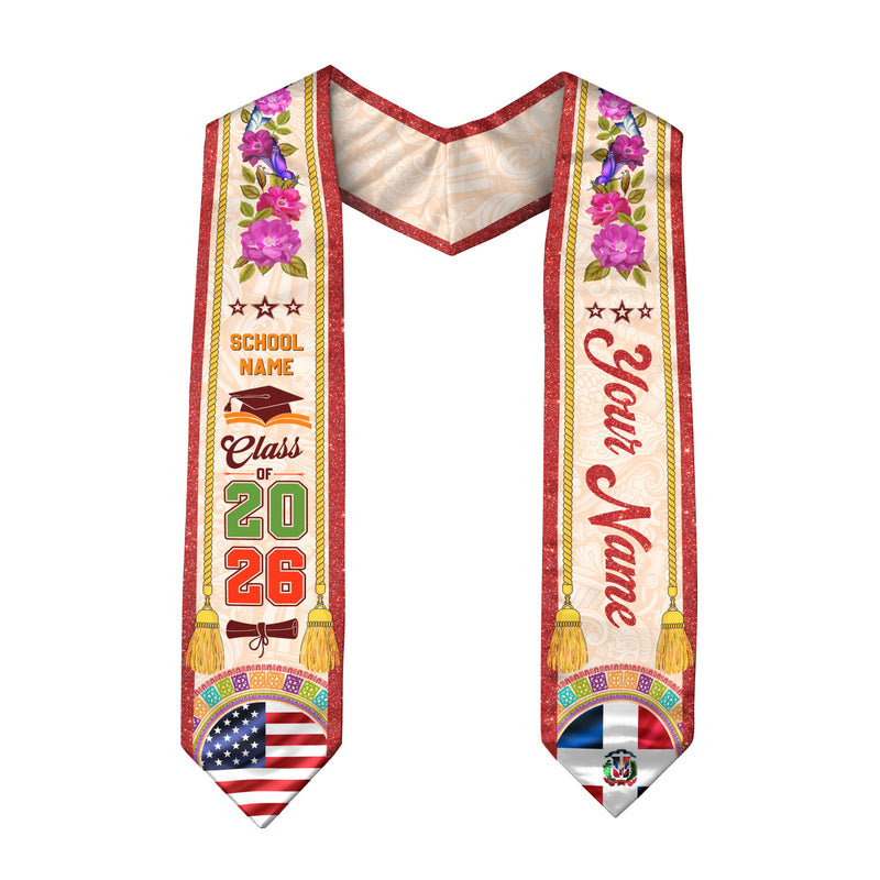 Graduation Stole Dominican Flag 2026, Dominican Sash for Graduation, Stole for Dominican Pride