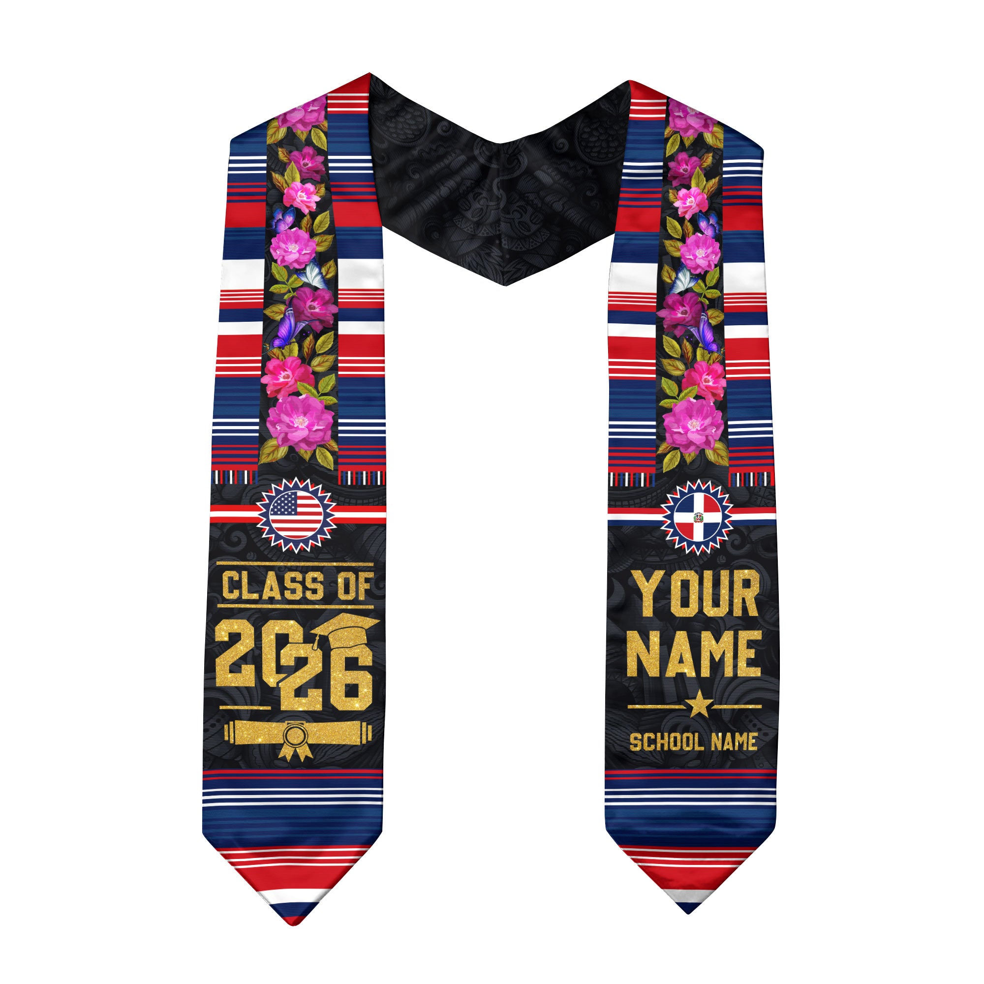 Dominican Stole 2026, Dominican Graduation Sash, Dominican Flag Stole for Graduates
