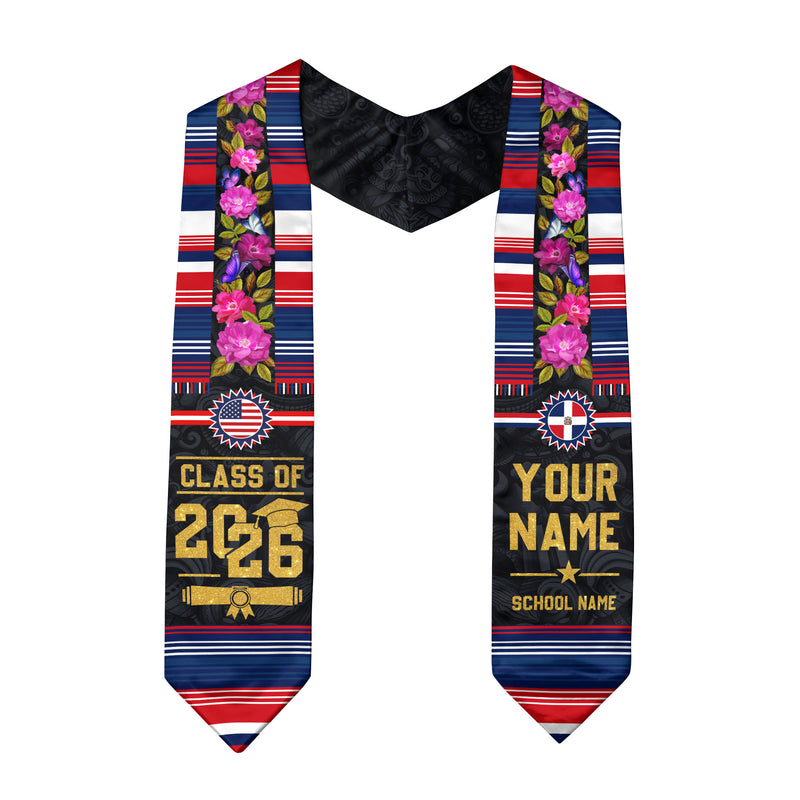 Dominican Stole 2026, Dominican Graduation Sash, Dominican Flag Stole for Graduates