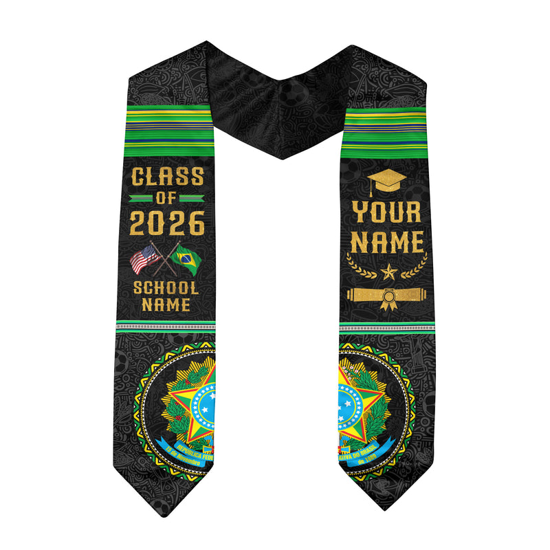 Custom Brazil Graduation Sash 2026, Brazilian Flag Stole, Brazil Graduation Stole 2026
