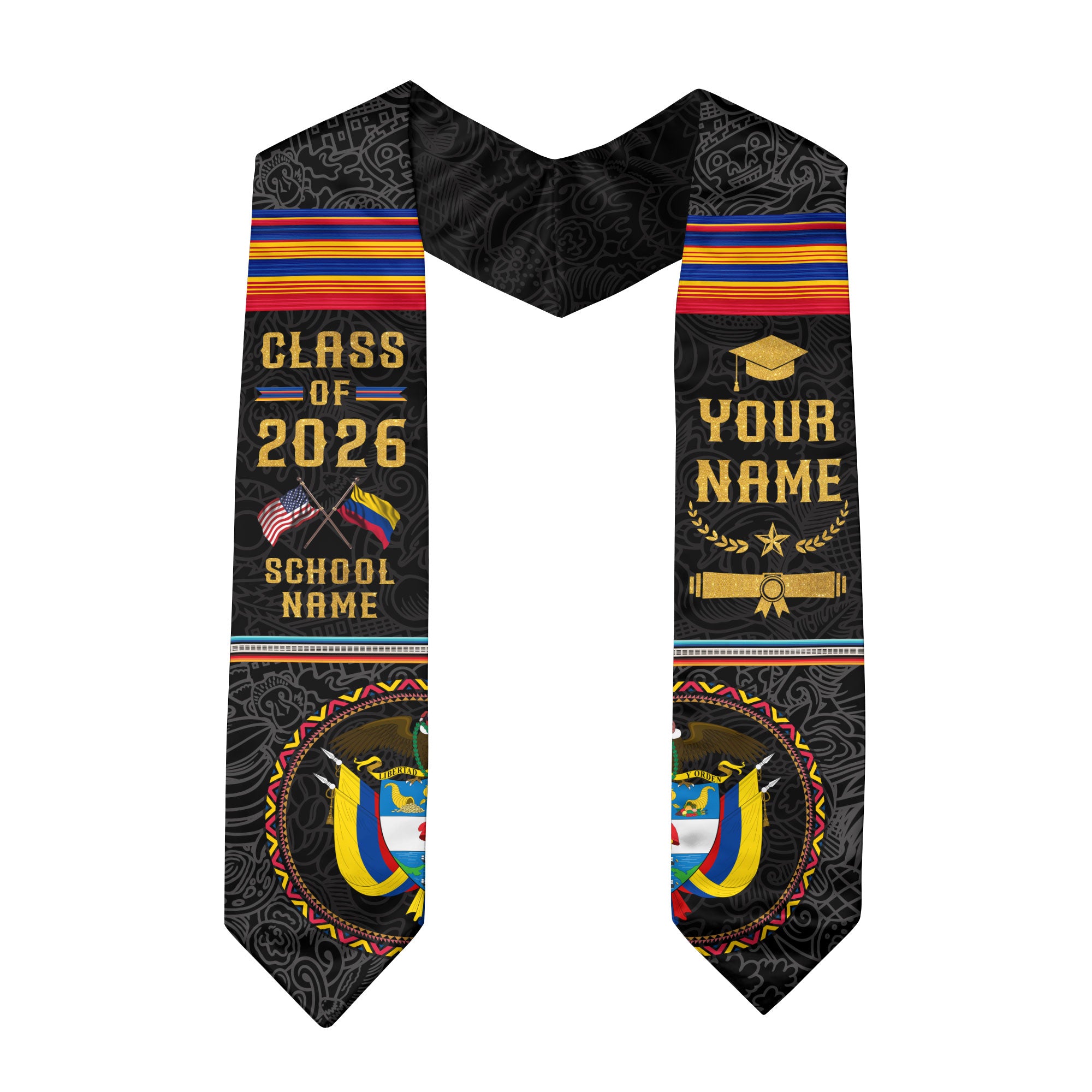 Colombian Graduation Stole 2026, National Flag Inspired Graduation Sash for Colombia Graduates