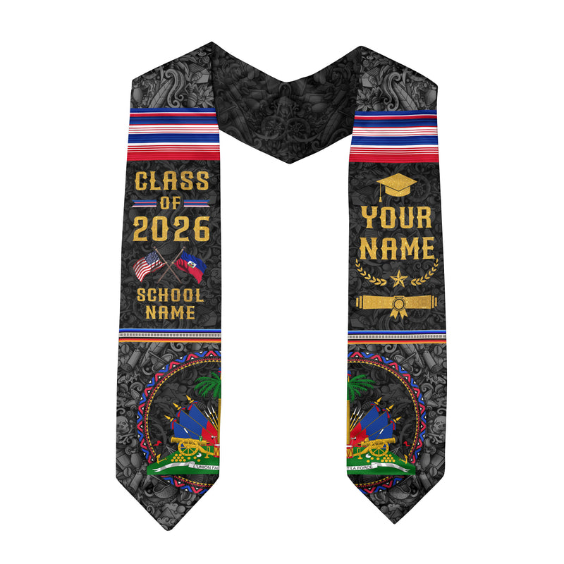 2026 Haitian Graduation Stole, Haiti Flag Sash, Haitian Cultural Graduation Sash