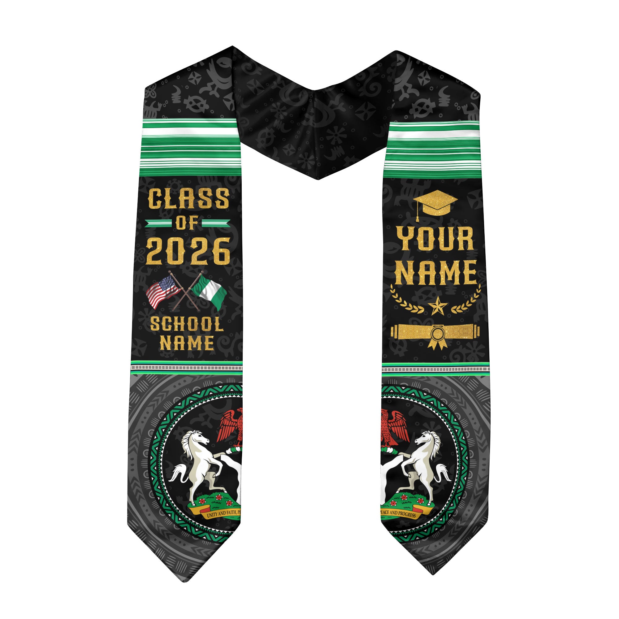Nigerian Graduation Stole 2026, Nigeria Flag Sash, Graduation Stole with Custom Details