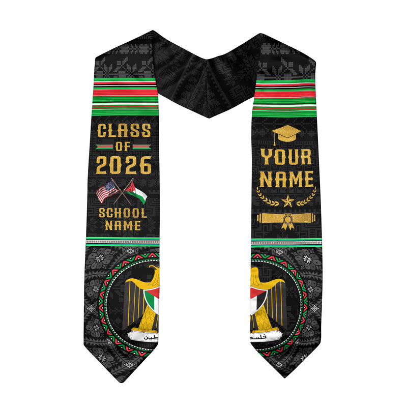 Palestinian Graduation Stole 2026, Palestine Flag Sash, Graduation Stole with Custom Details