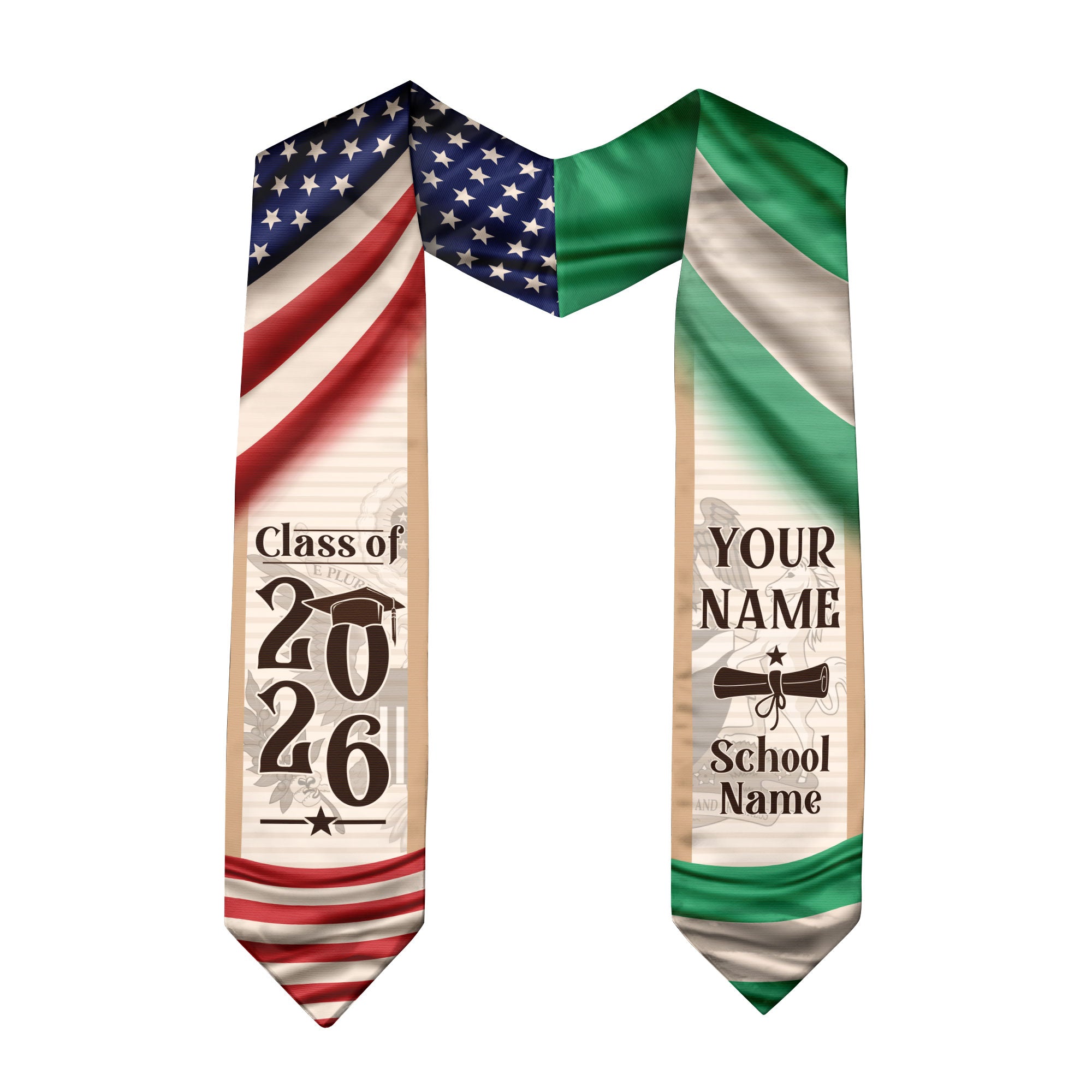 Nigeria Graduation Sash 2026, Nigerian Flag Graduation Stole, Custom Accent for Grads