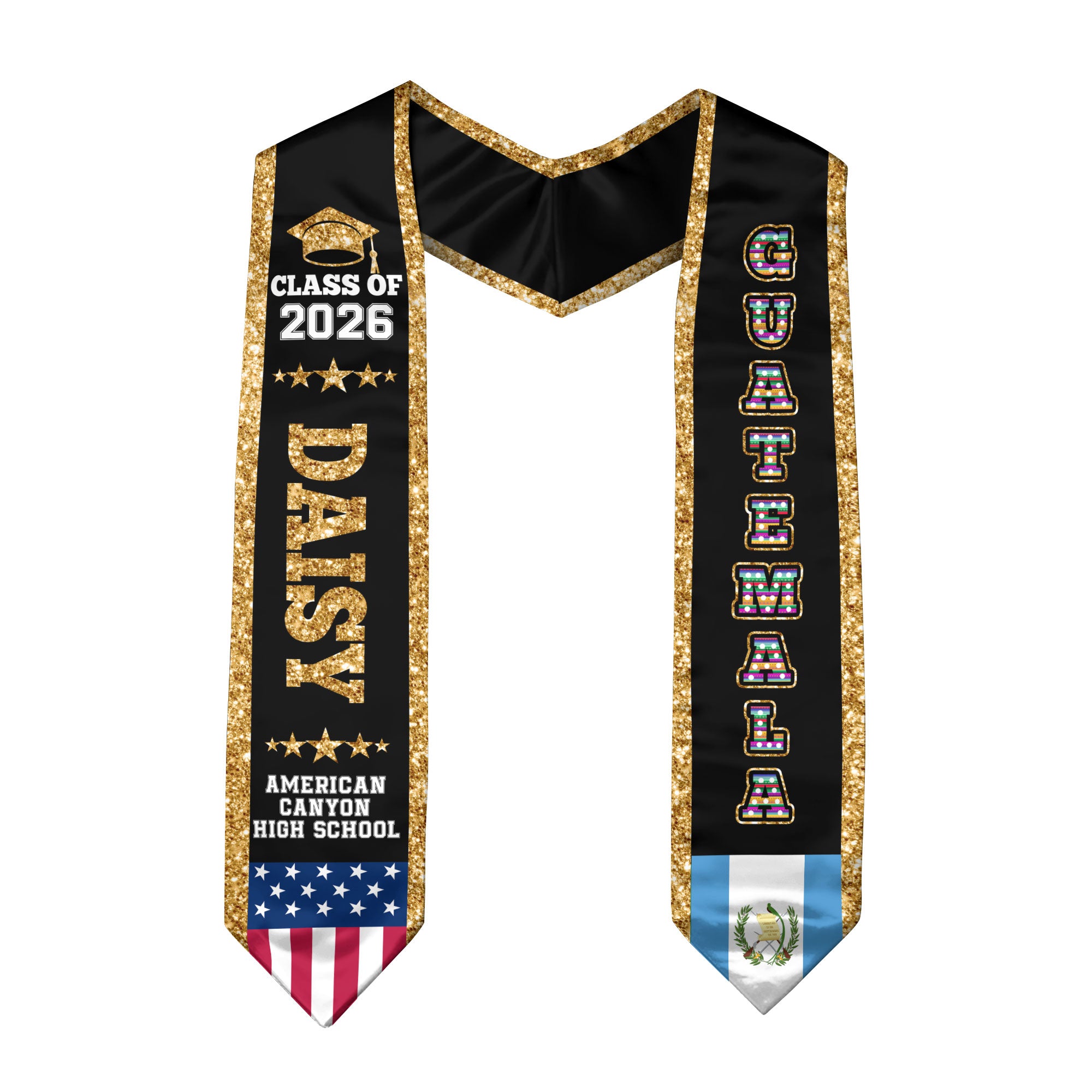 2026 Guatemala Flag Graduation Stole, Guatemala Sash, Personal Detail Option for Grads