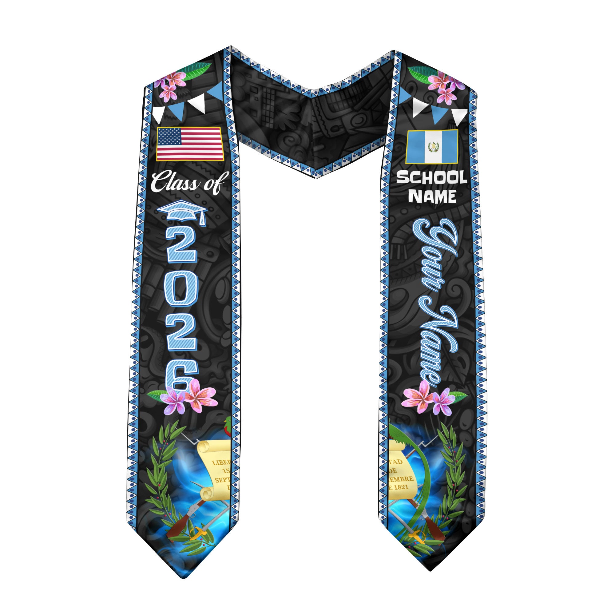 Customized Guatemala Graduation Stole, Guatemalan Sash Custom, Guatemalan Flag Stole, Custom Graduation Sash 2026, Class of 2026