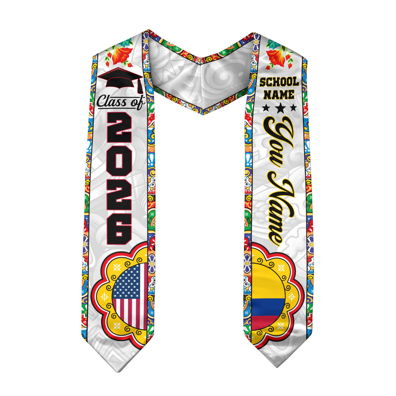 Colombian Graduation Stole 2026, Colombia Flag Sash, Graduation Stole with Custom Details