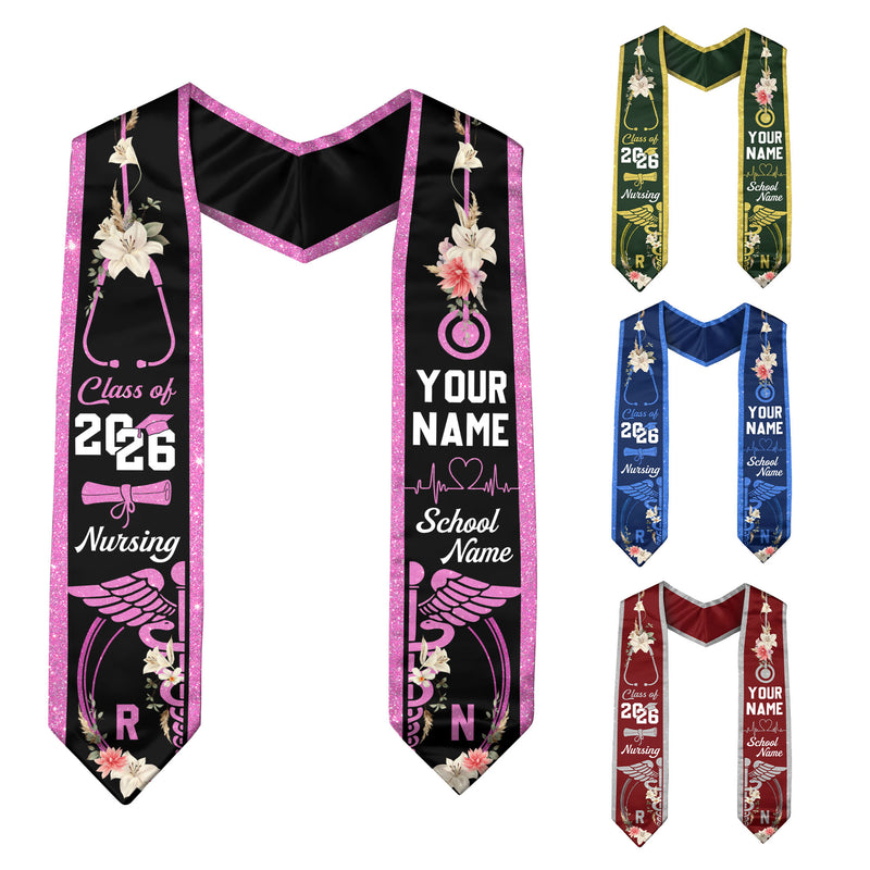 Customized Nursing Graduation Stole for RN Graduates, Professional BSN Sash Class of 2026