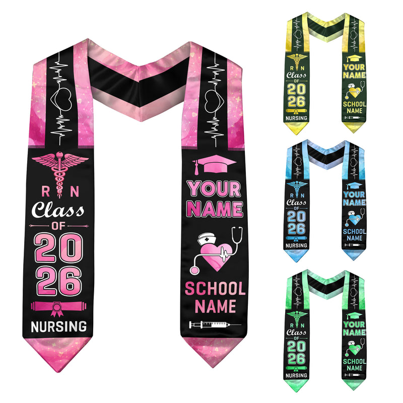 Customized RN Nursing Graduation Stole, BSN Nurse Ceremony Sash for Class of 2026
