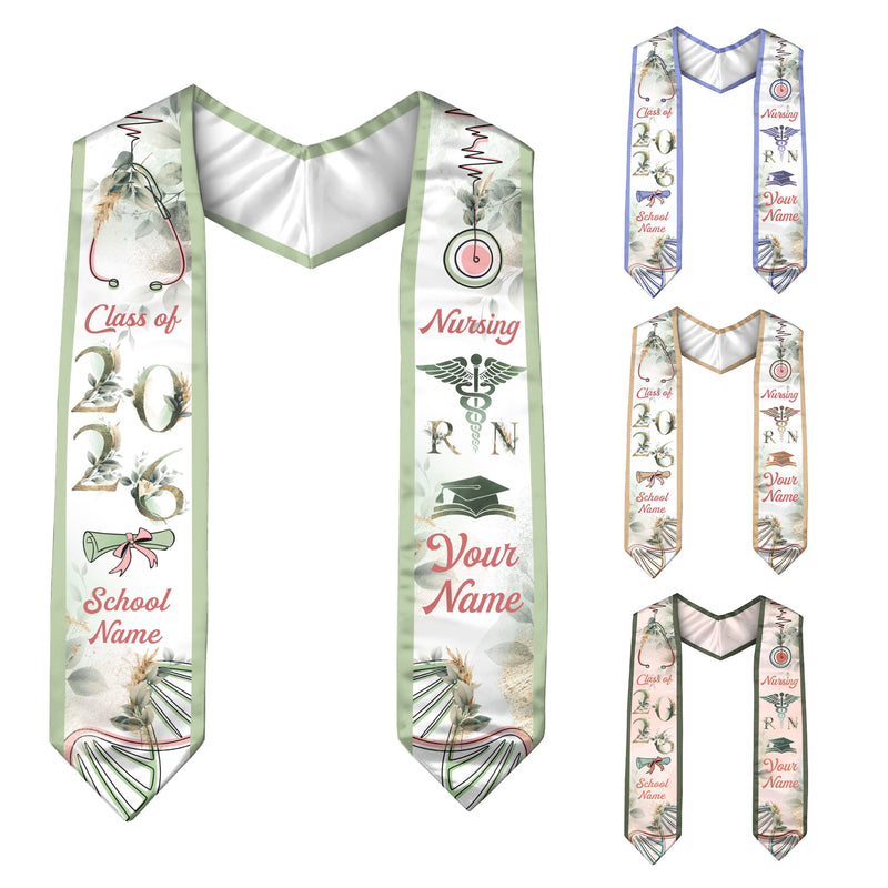 Customized RN Nurse Graduation Stole with Professional Design, BSN Sash Class of 2026
