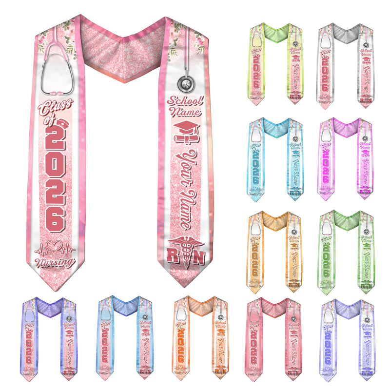 Customized RN and BSN Nursing Graduation Stole, Elegant Nurse Sash for Class of 2026