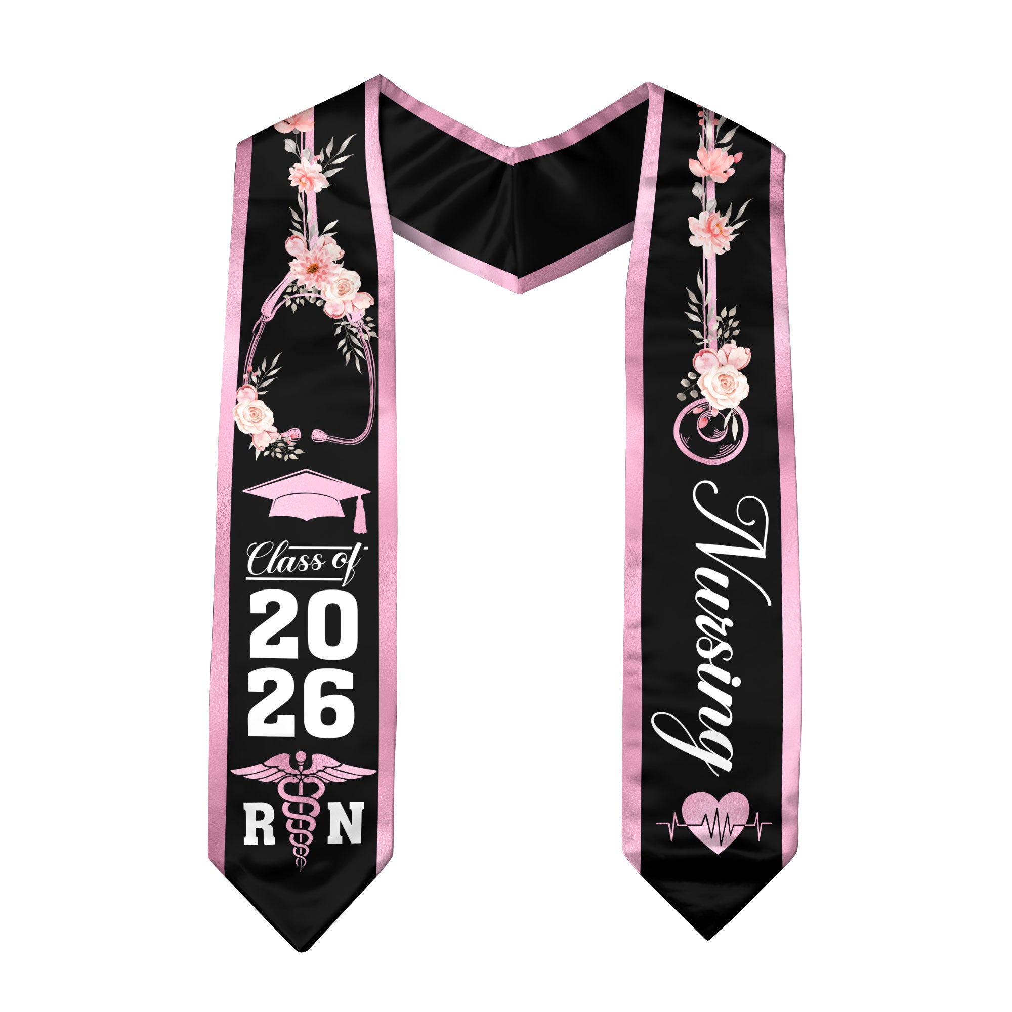RN Nurse Graduation Stole 2026, Classic Nursing Sash for BSN Graduates Class of 2026