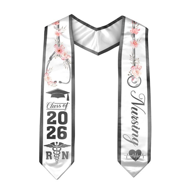 RN Nurse Graduation Stole 2026, Classic Nursing Sash for BSN Graduates Class of 2026