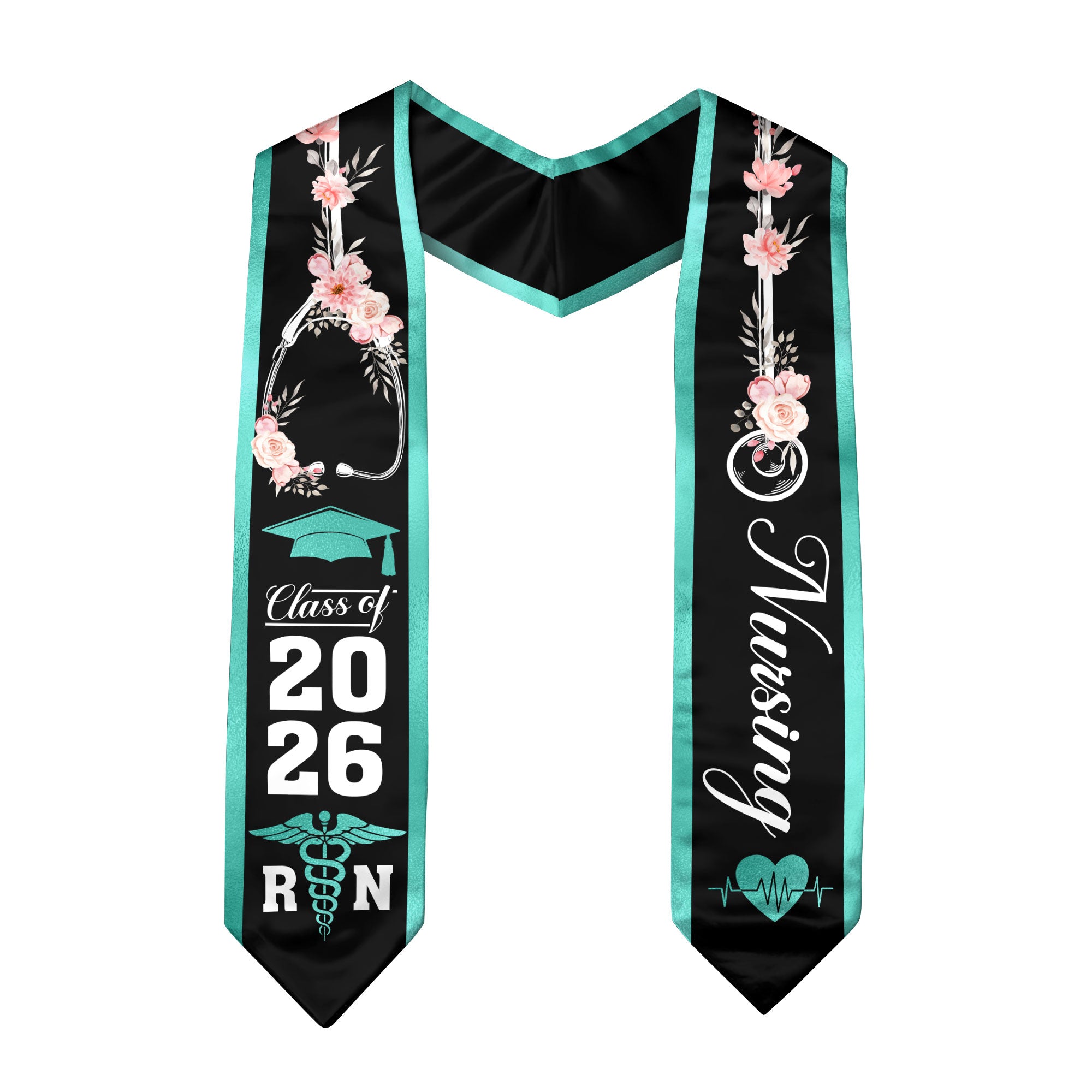 RN Nurse Graduation Stole 2026, Classic Nursing Sash for BSN Graduates Class of 2026