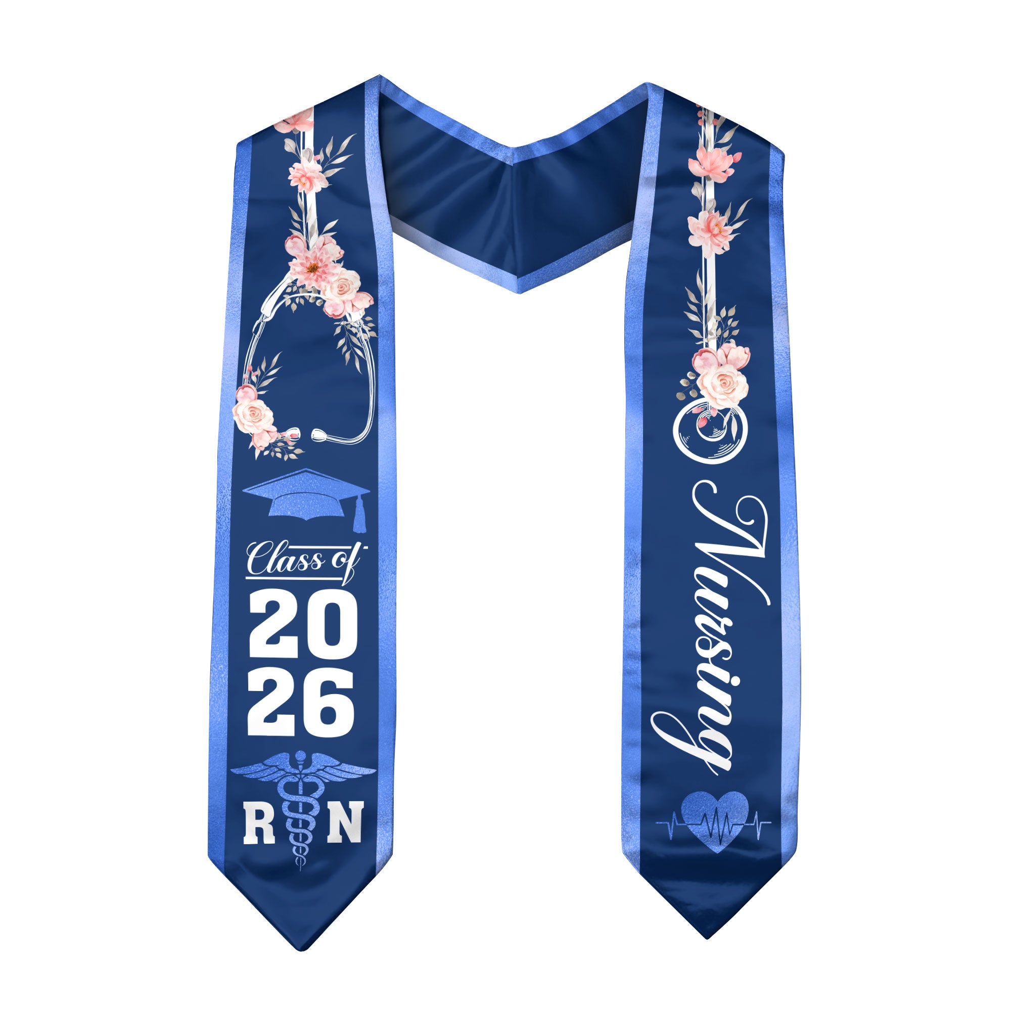 RN Nurse Graduation Stole 2026, Classic Nursing Sash for BSN Graduates Class of 2026
