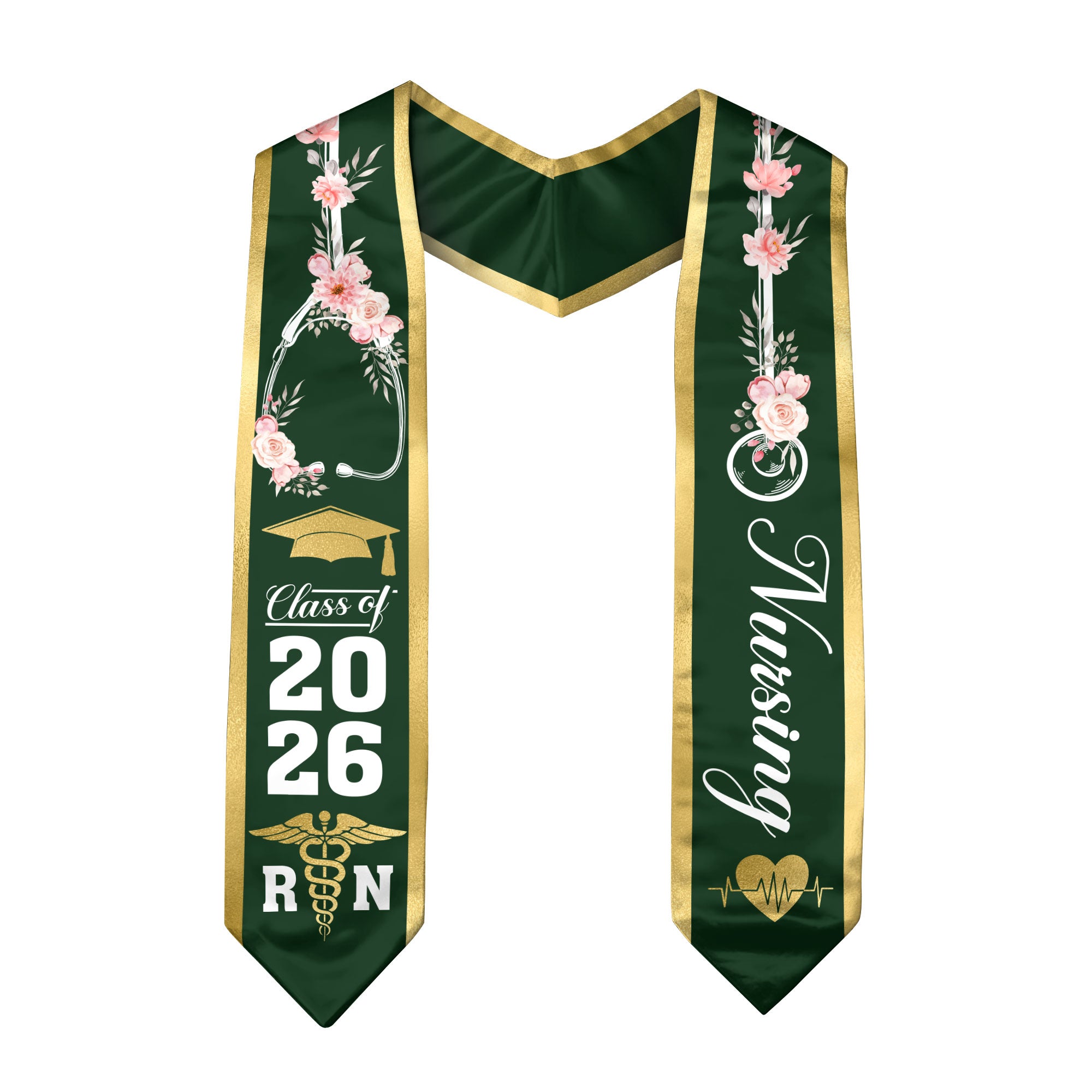 RN Nurse Graduation Stole 2026, Classic Nursing Sash for BSN Graduates Class of 2026