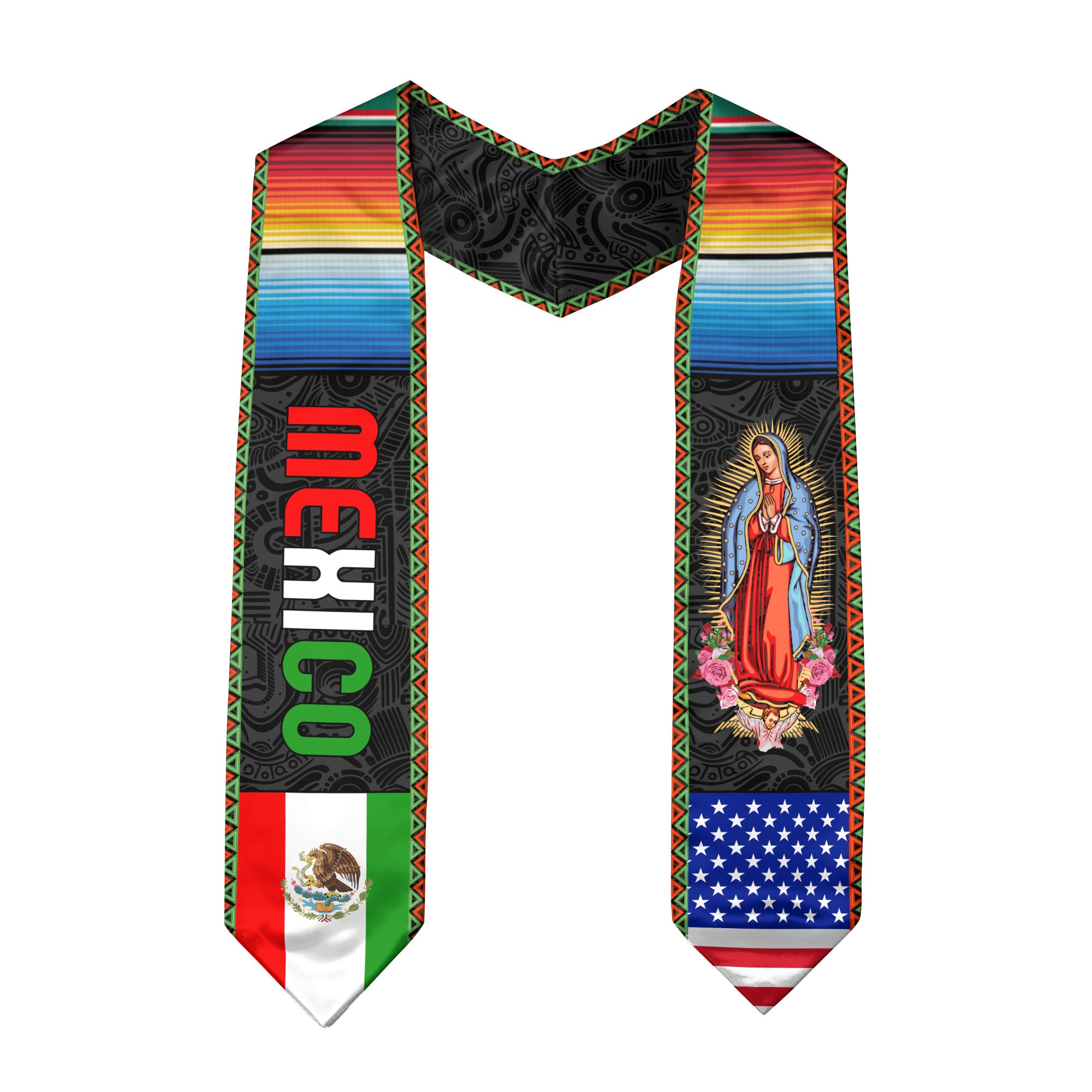 2026 Mexican Graduation Stole, Mexico Flag Graduation Sash, Traditional Ceremony Wear