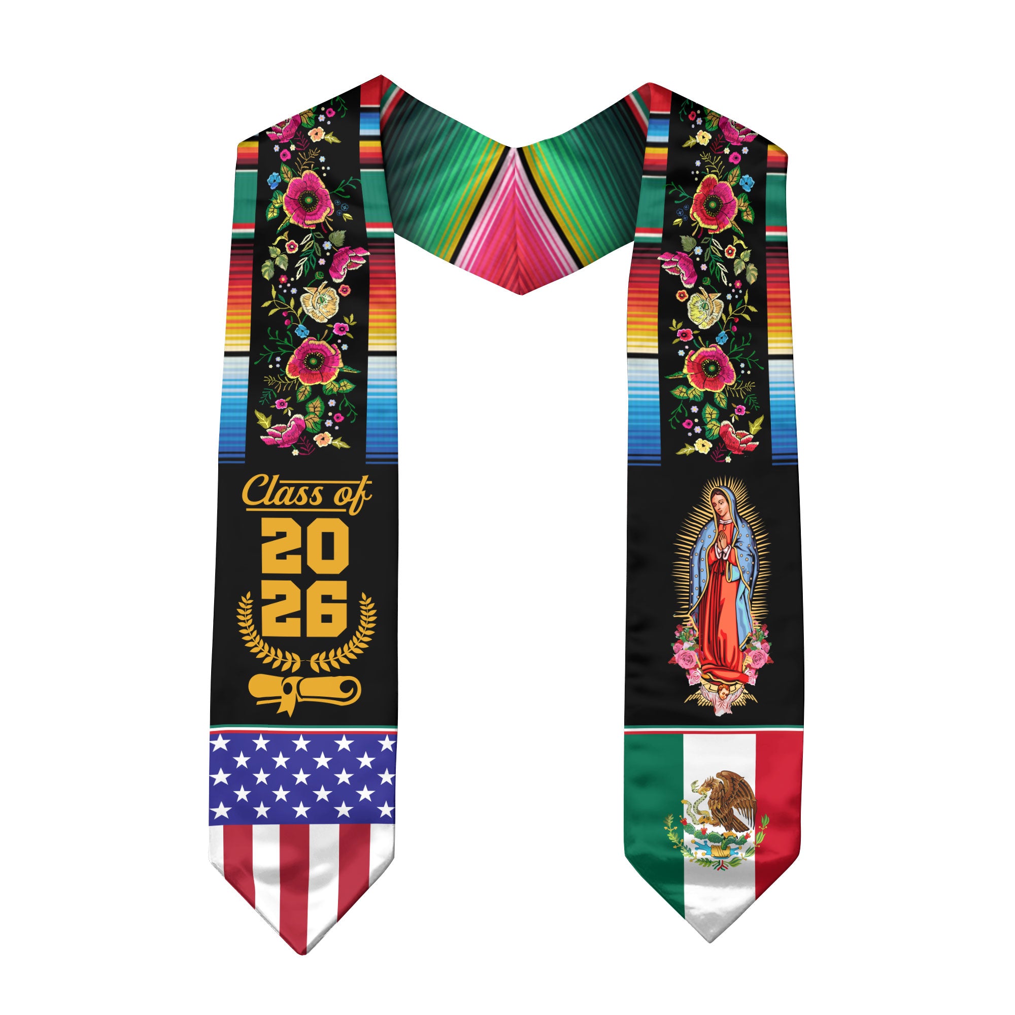 2026 Mexico Graduation Sash, Mexican Flag Stole for Graduates, Traditional Stole Gift