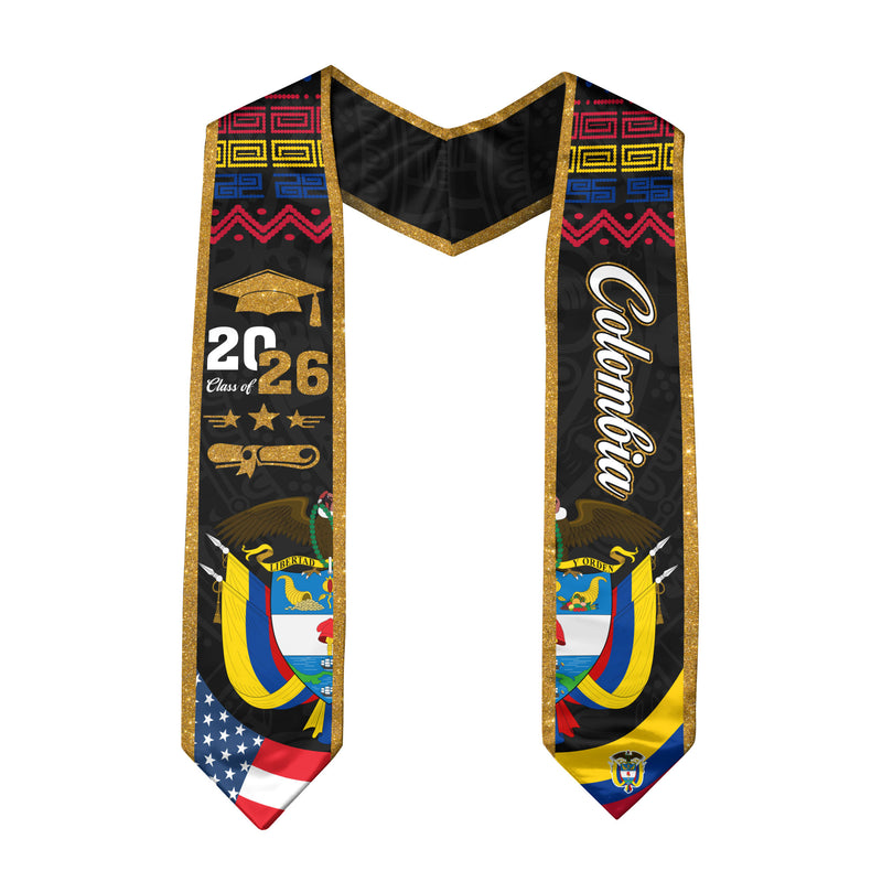 Colombia Flag Graduation Sash 2026, Classic Graduation Stole for Academic Ceremony Class of 2026