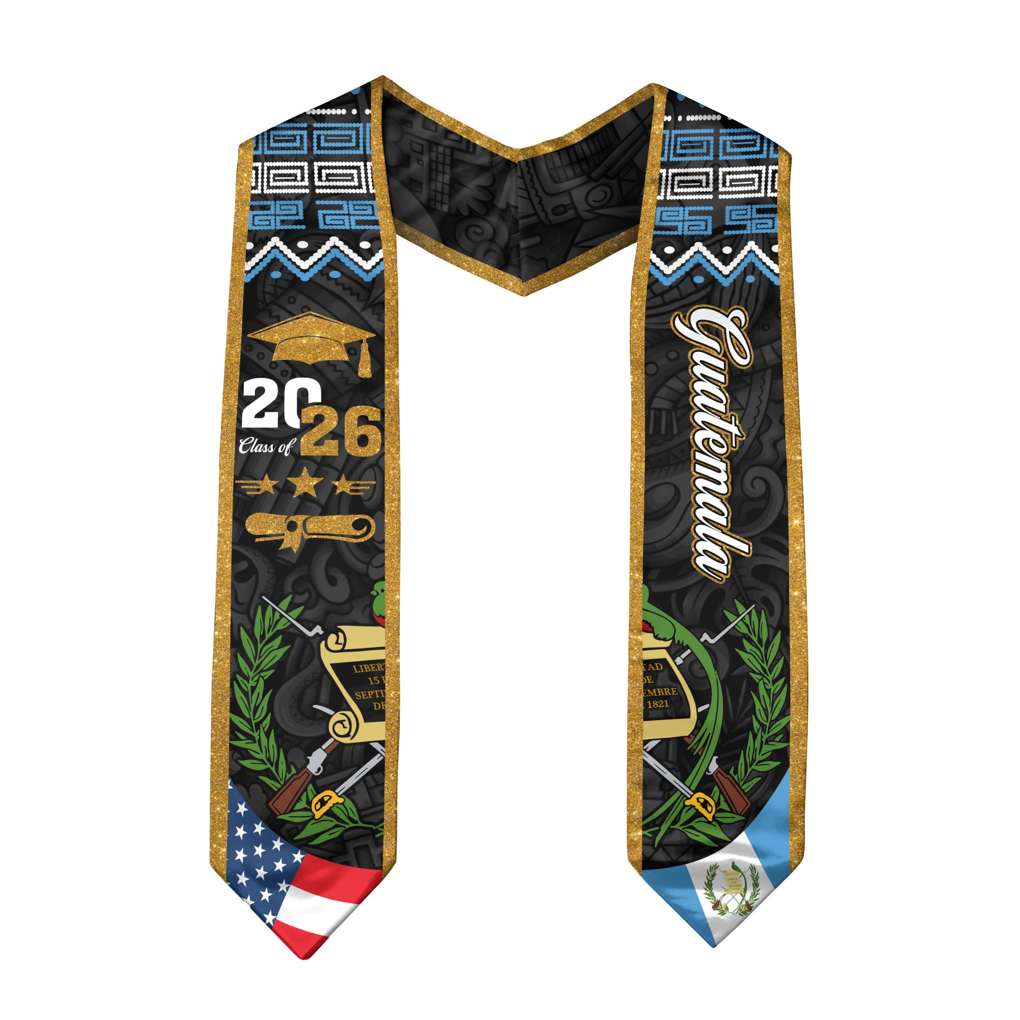 Guatemalan Flag Graduation Sash 2026, Guatemala Stole, Graduation Stole Class of 2026