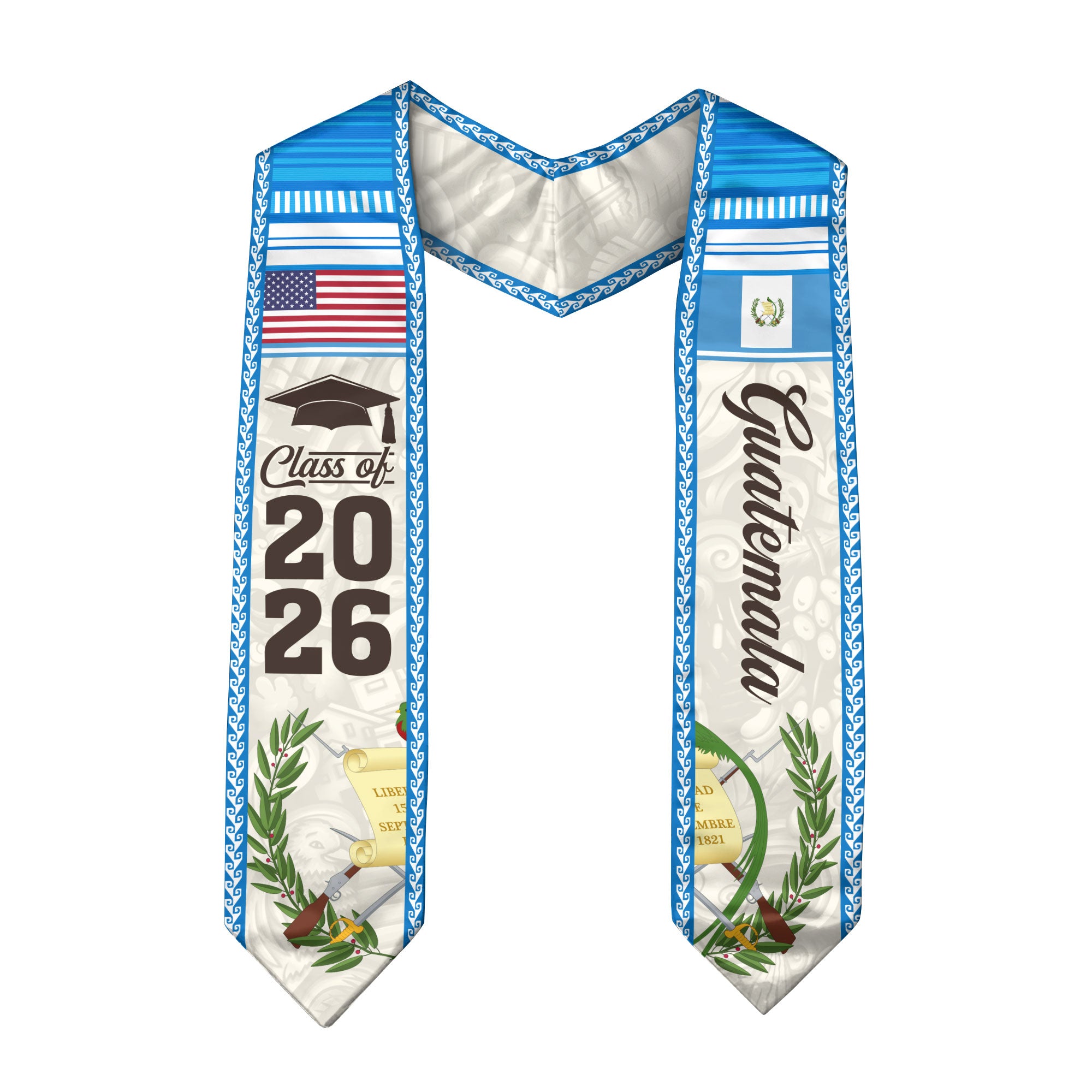 Guatemala Flag Graduation Stole 2026, Guatemalan Graduation Stole 2026