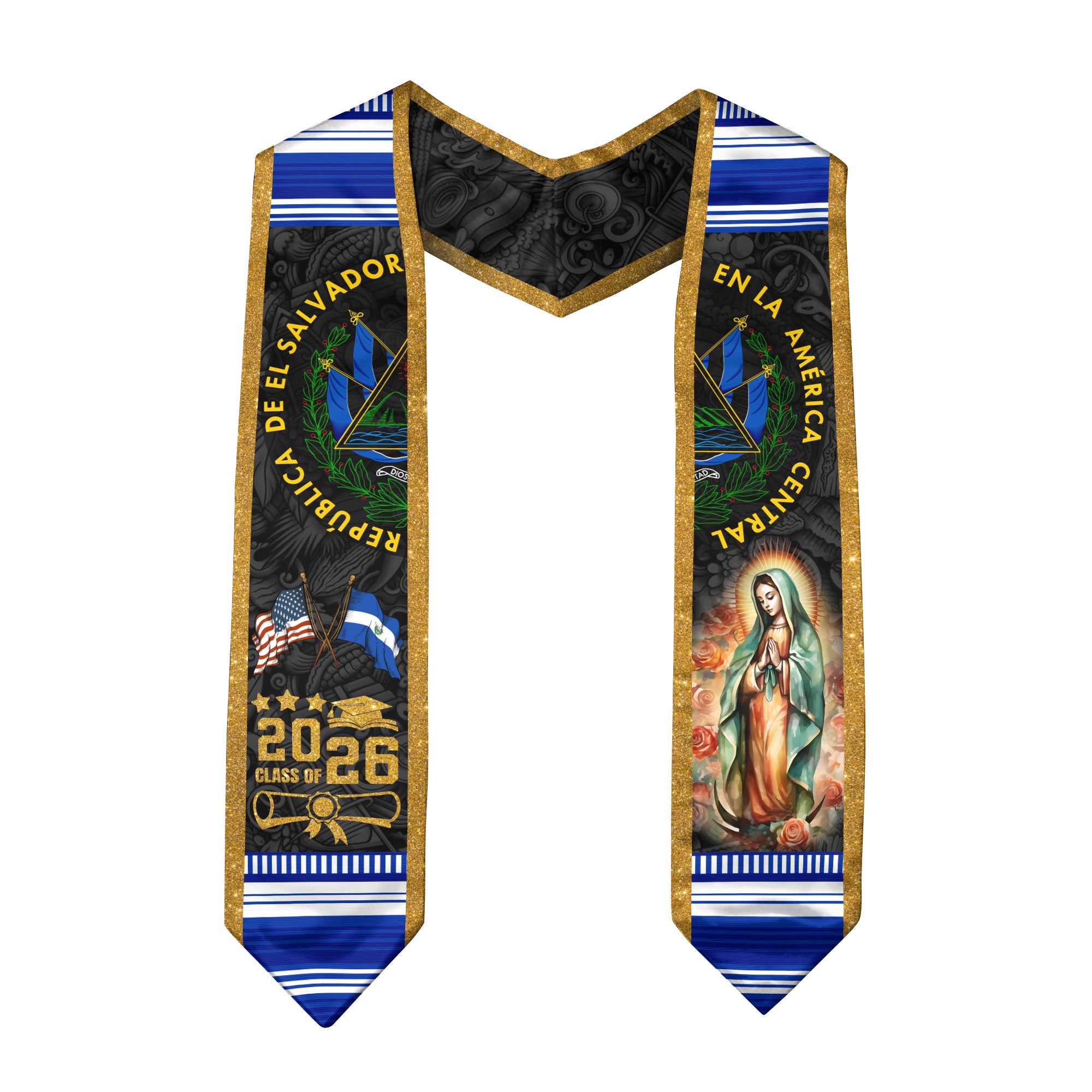 El Salvador Flag Graduation Stole 2026, Salvadoran Graduation Stole 2026