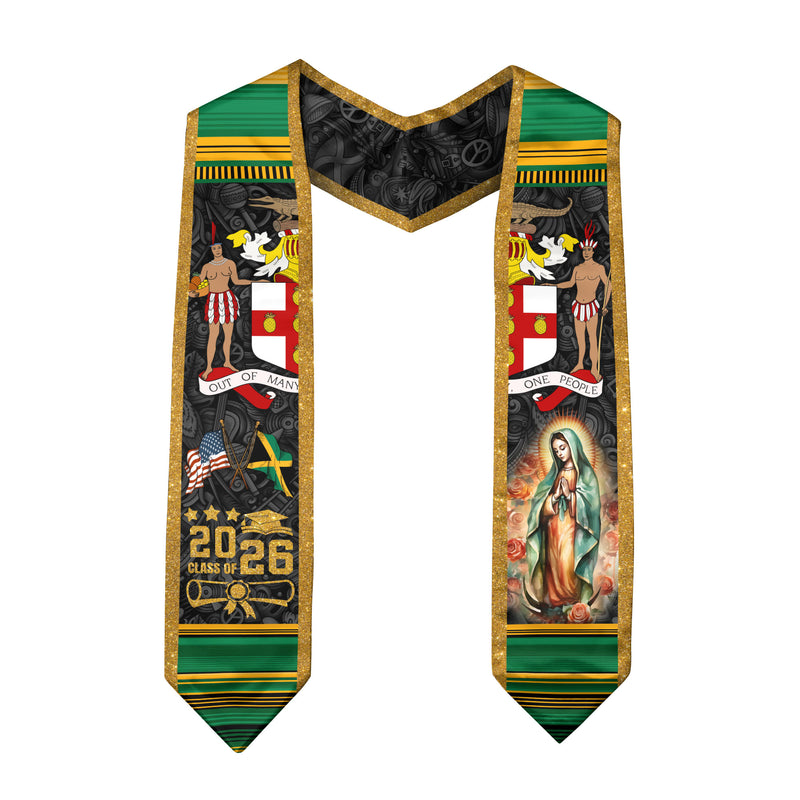 Jamaica Graduation Stole 2026, Jamaican Flag Graduation Sash, Classic Academic Stole for Class of 2026