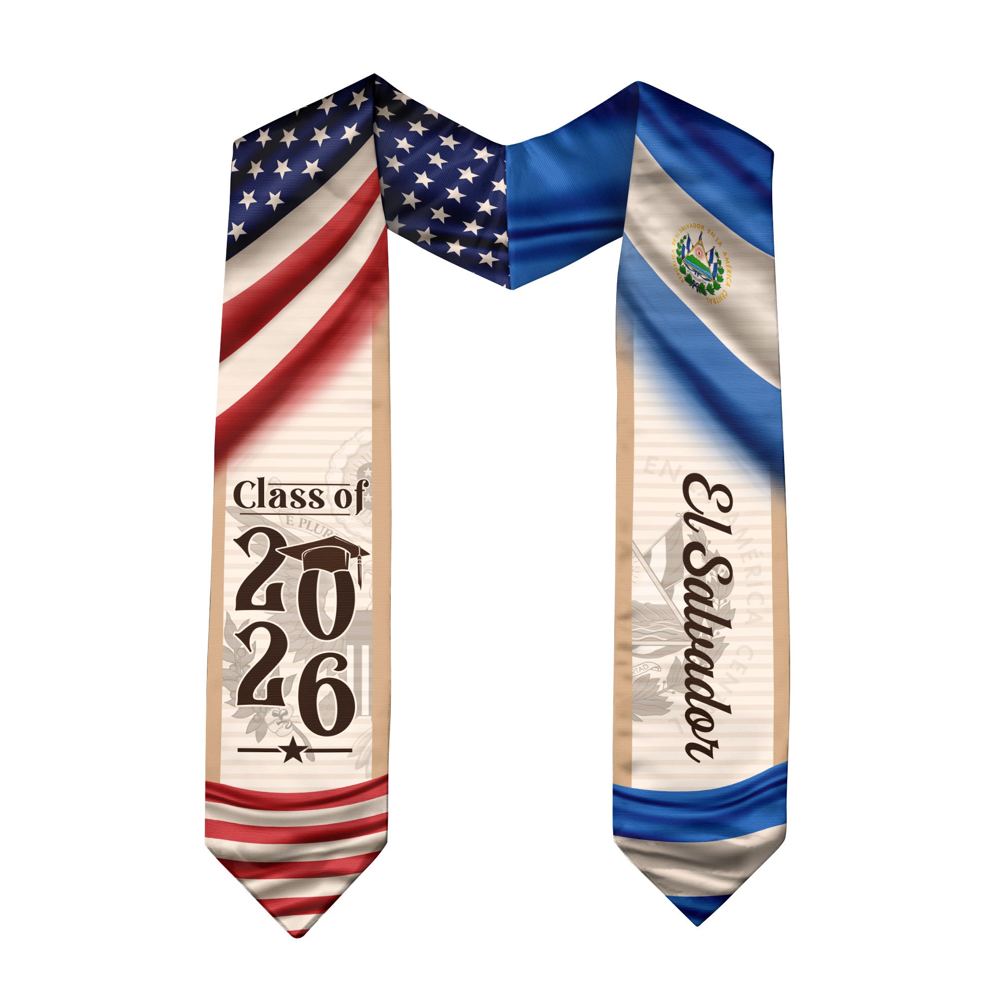 Salvadoran Graduation Stole 2026, El Salvador Flag Sash, Grad Sash Class of 2026
